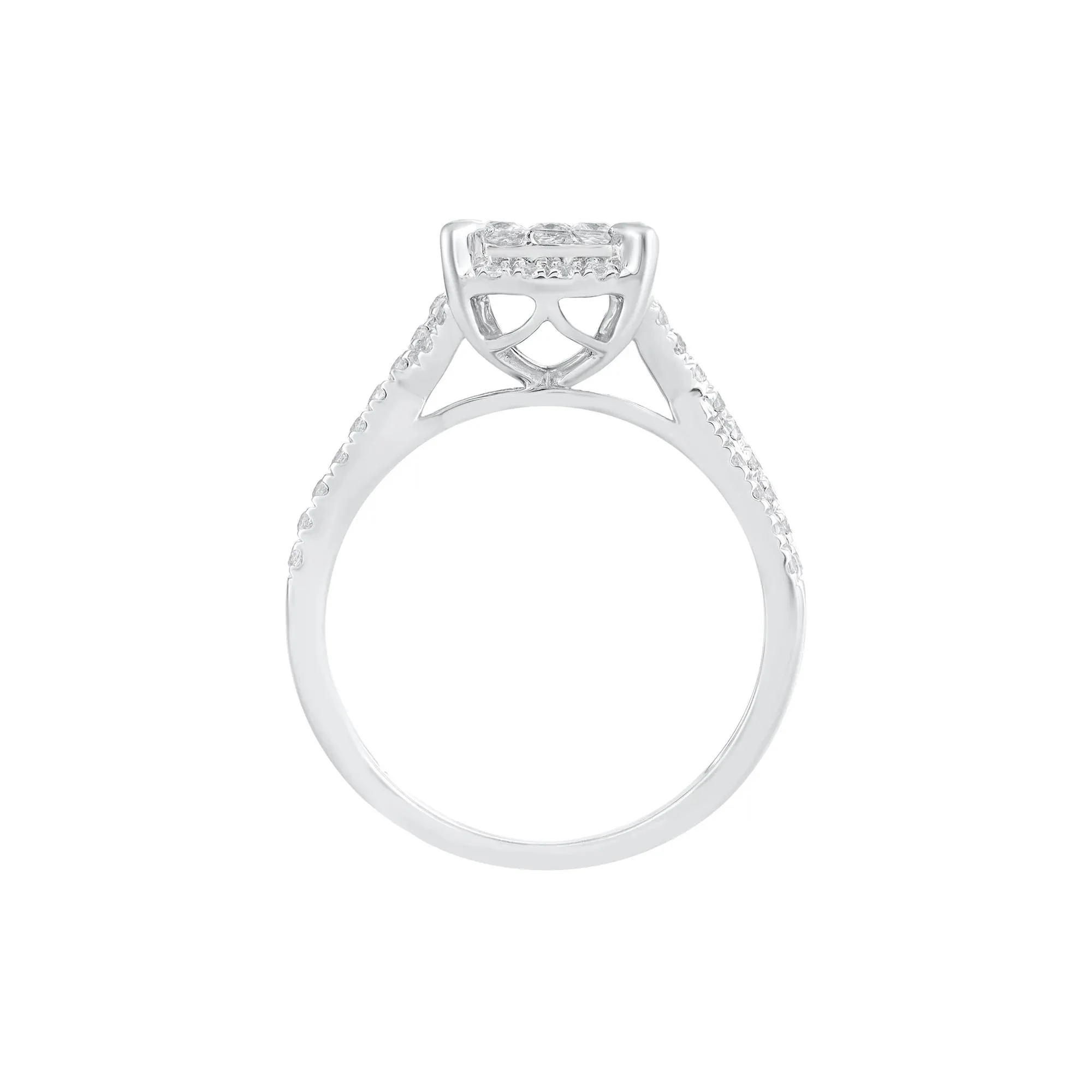 5/8 CT. Tw. Diamond Composite Engagement Ring 10K White Gold Round Brilliant Cut Size 7 - Image 2