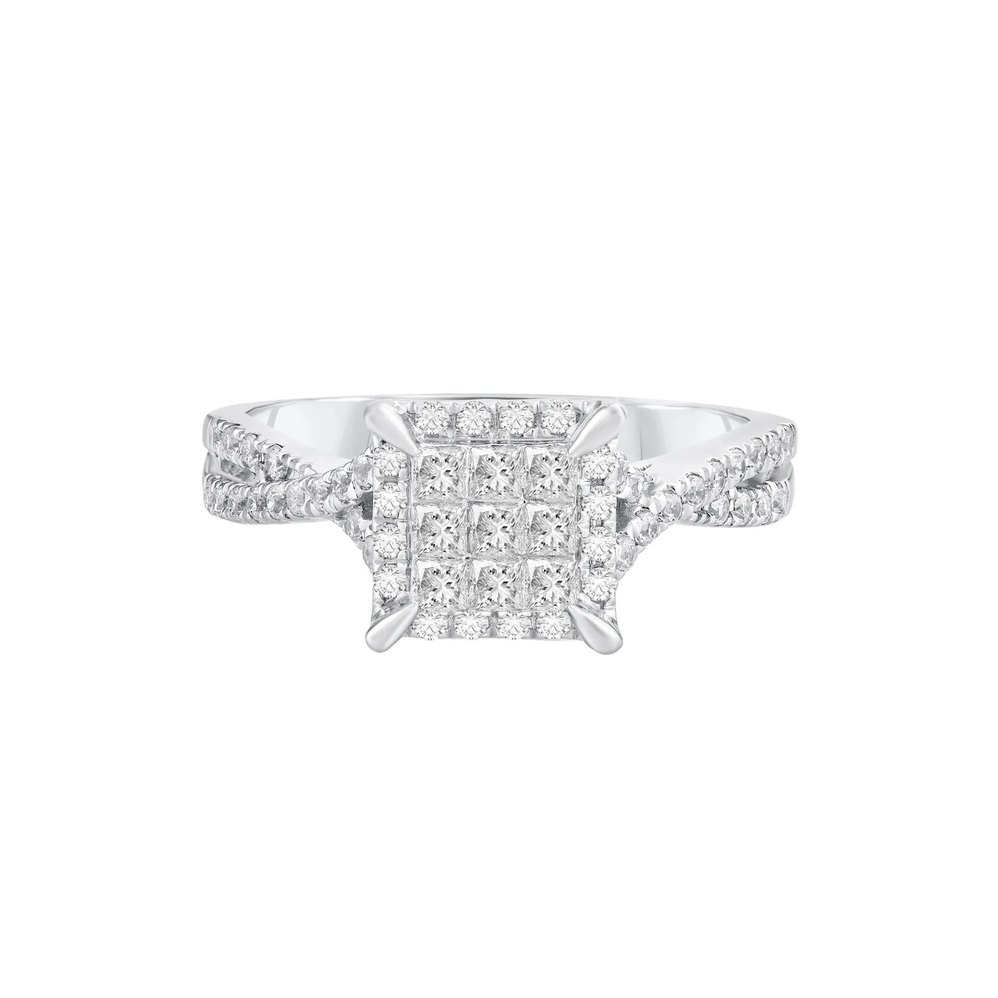 5/8 CT. Tw. Diamond Composite Engagement Ring 10K White Gold Round Brilliant Cut Size 8.5
