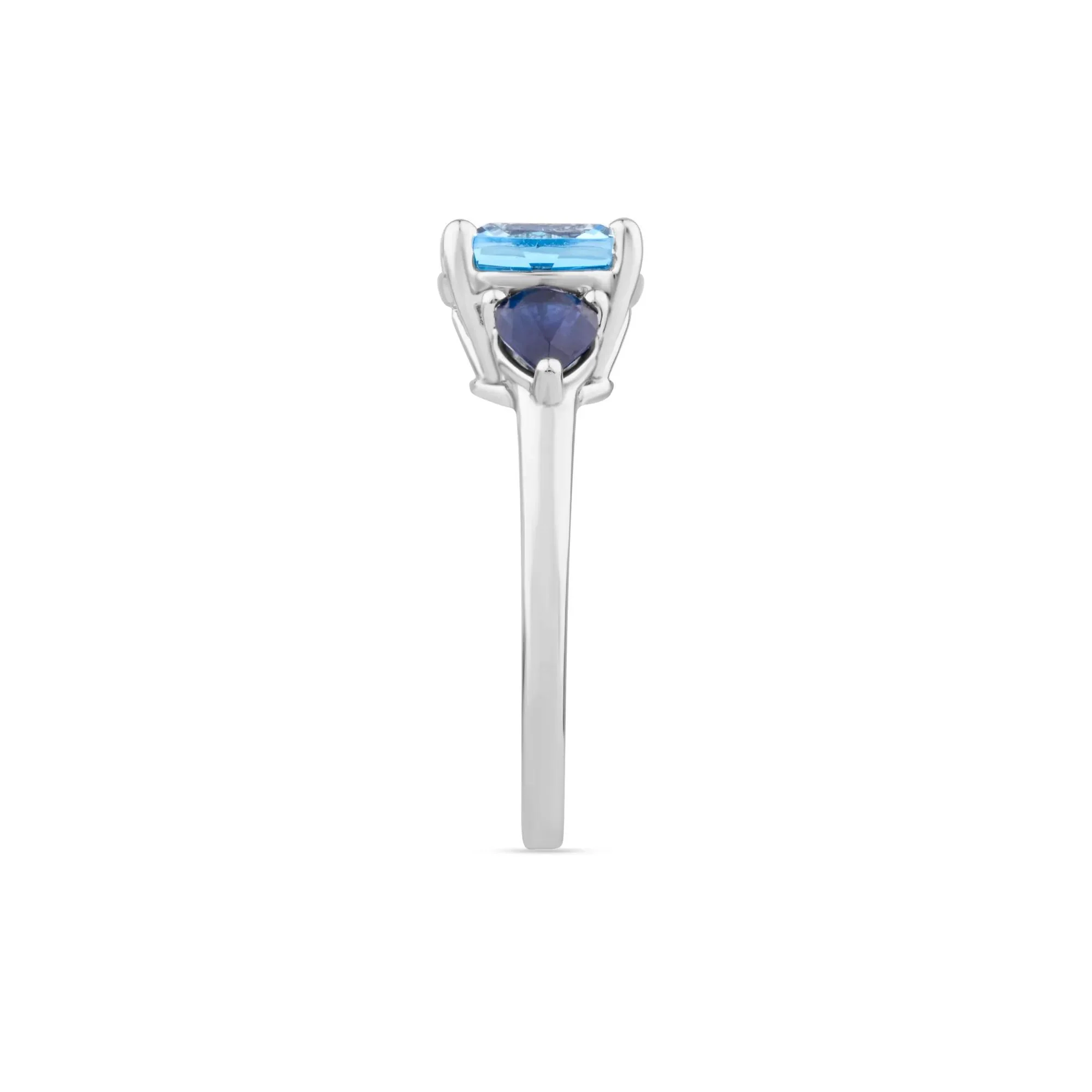 Blue Topaz and Blue Sapphire Ring 10K White Gold Size 8.5 - Image 3