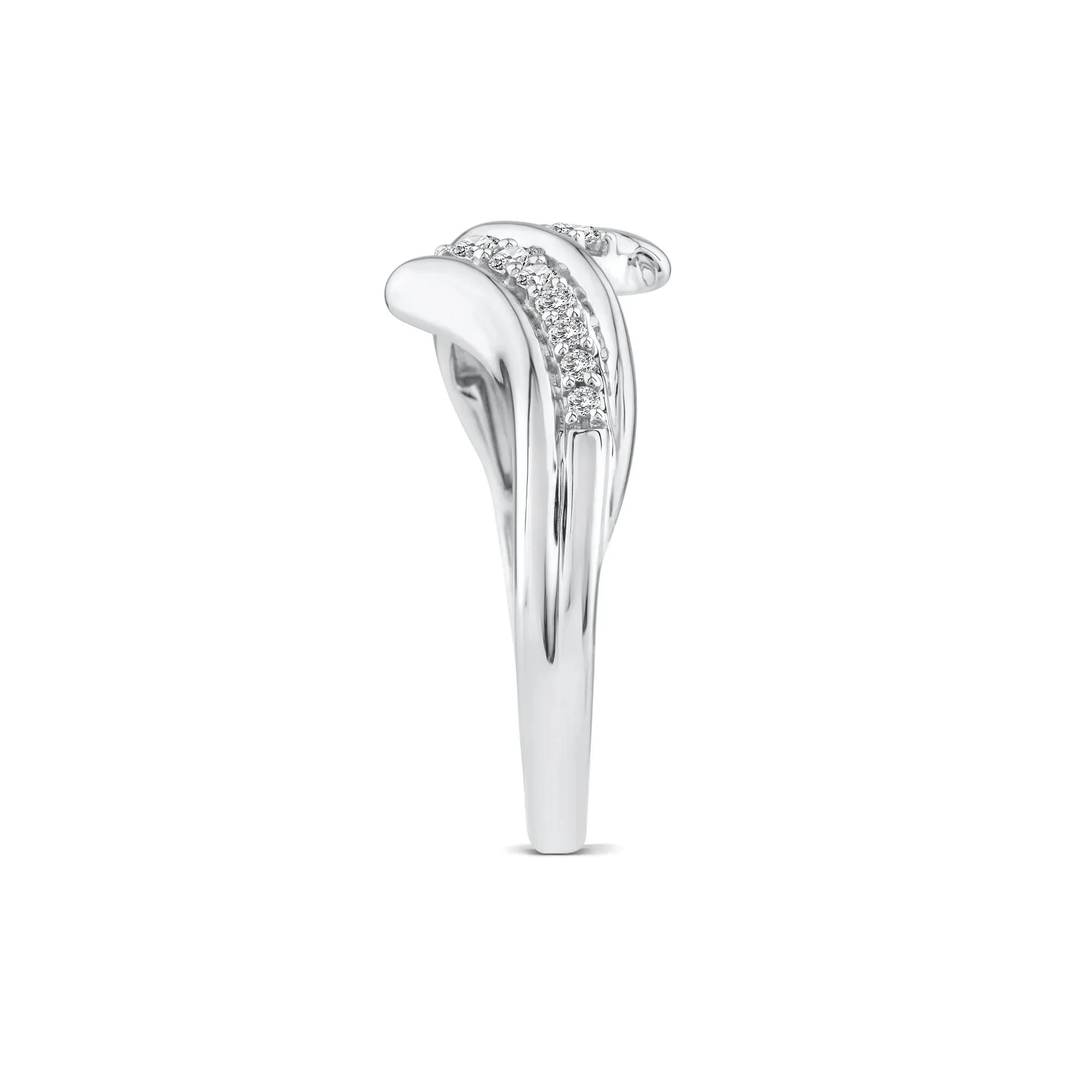 1/5 CT. Tw. Diamond Bypass Ring 10K White Gold Size 9 1.5mm - Image 3