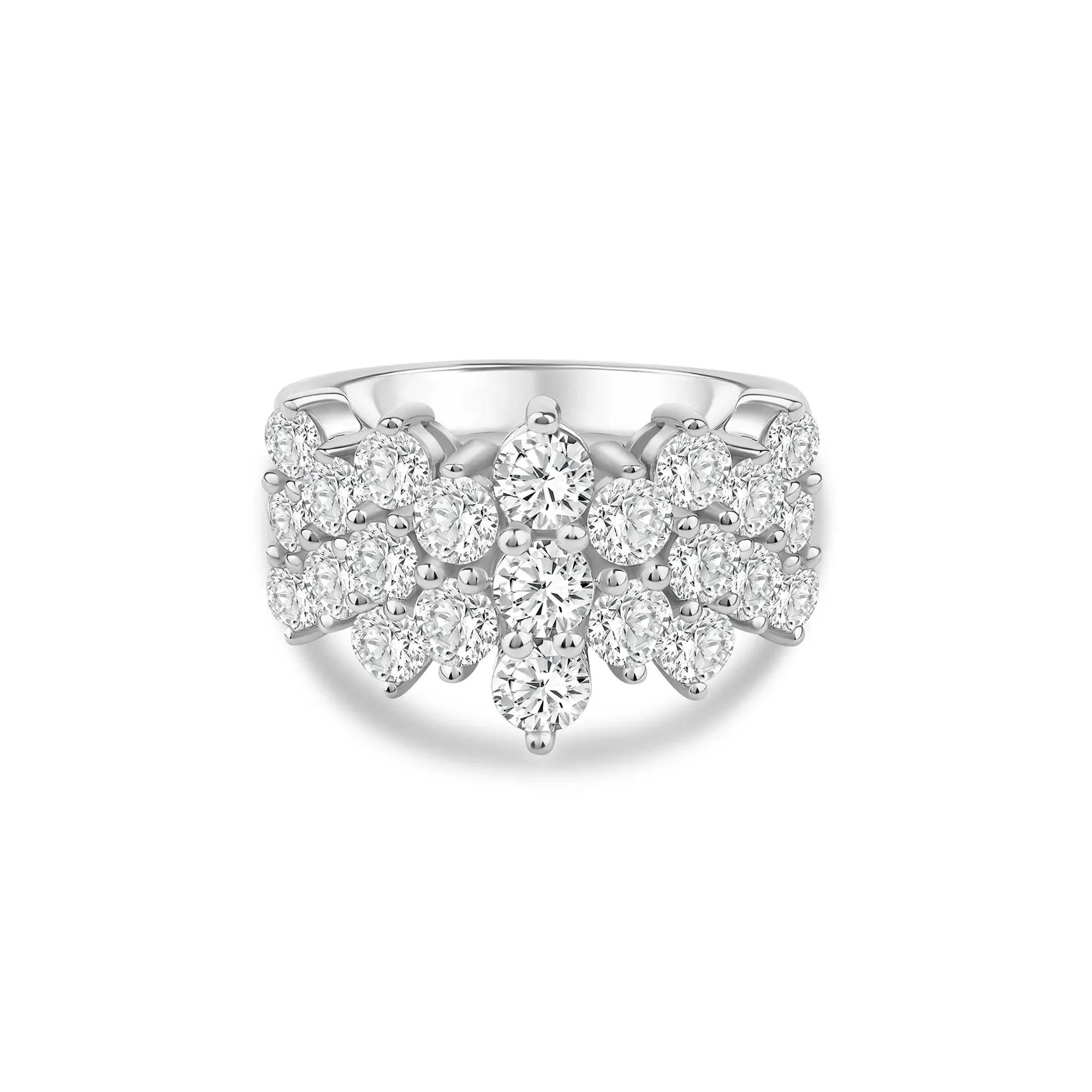 3 CT. Tw. Lab Grown Diamond Multi-Row Band Ring 10K White Gold Size 9 3mm