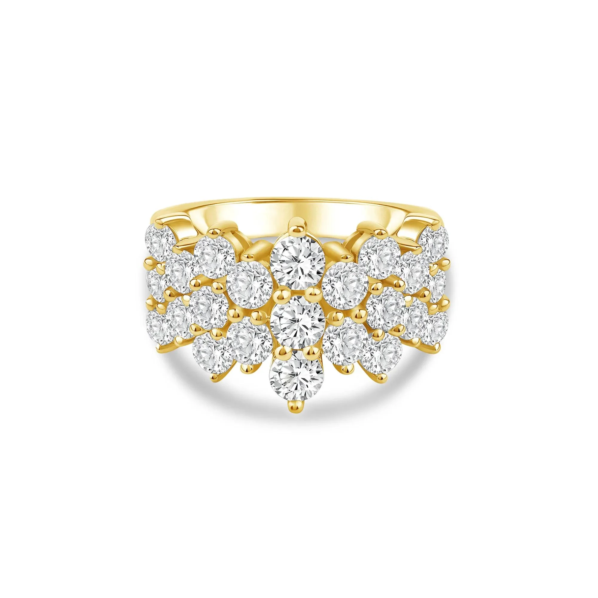 3 CT. Tw. Lab Grown Diamond Multi-Row Band Ring 10K Yellow Gold Size 6 3mm