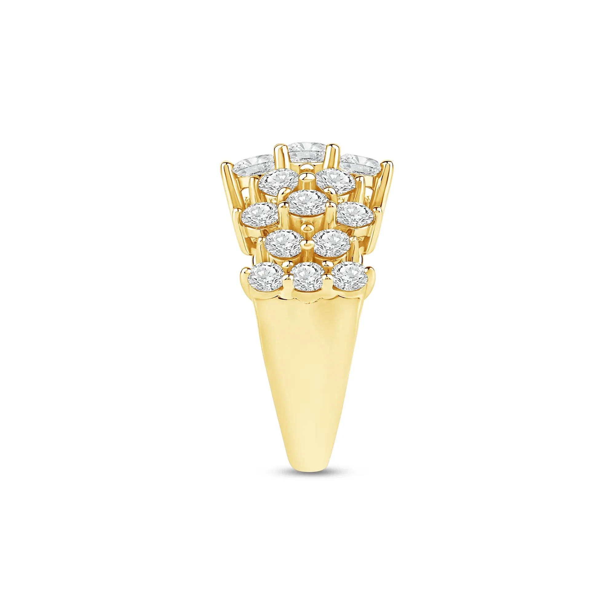 3 CT. Tw. Lab Grown Diamond Multi-Row Band Ring 10K Yellow Gold Size 7.5 3mm - Image 3