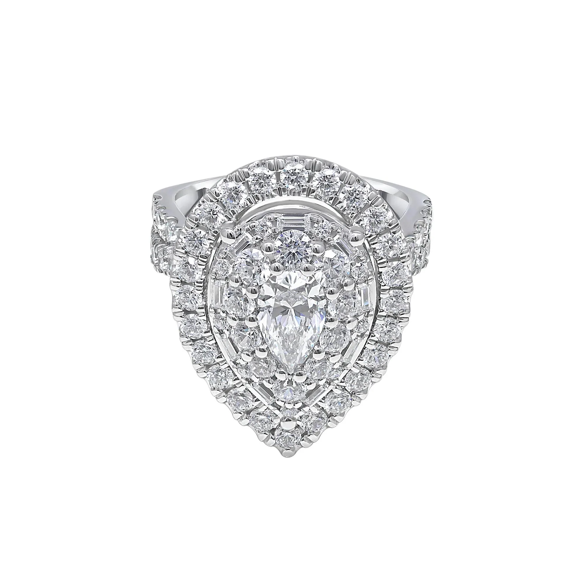 3 CT. Tw. Lab Grown Diamond Composite Ring 10K White Gold Round Brilliant Cut Size 6