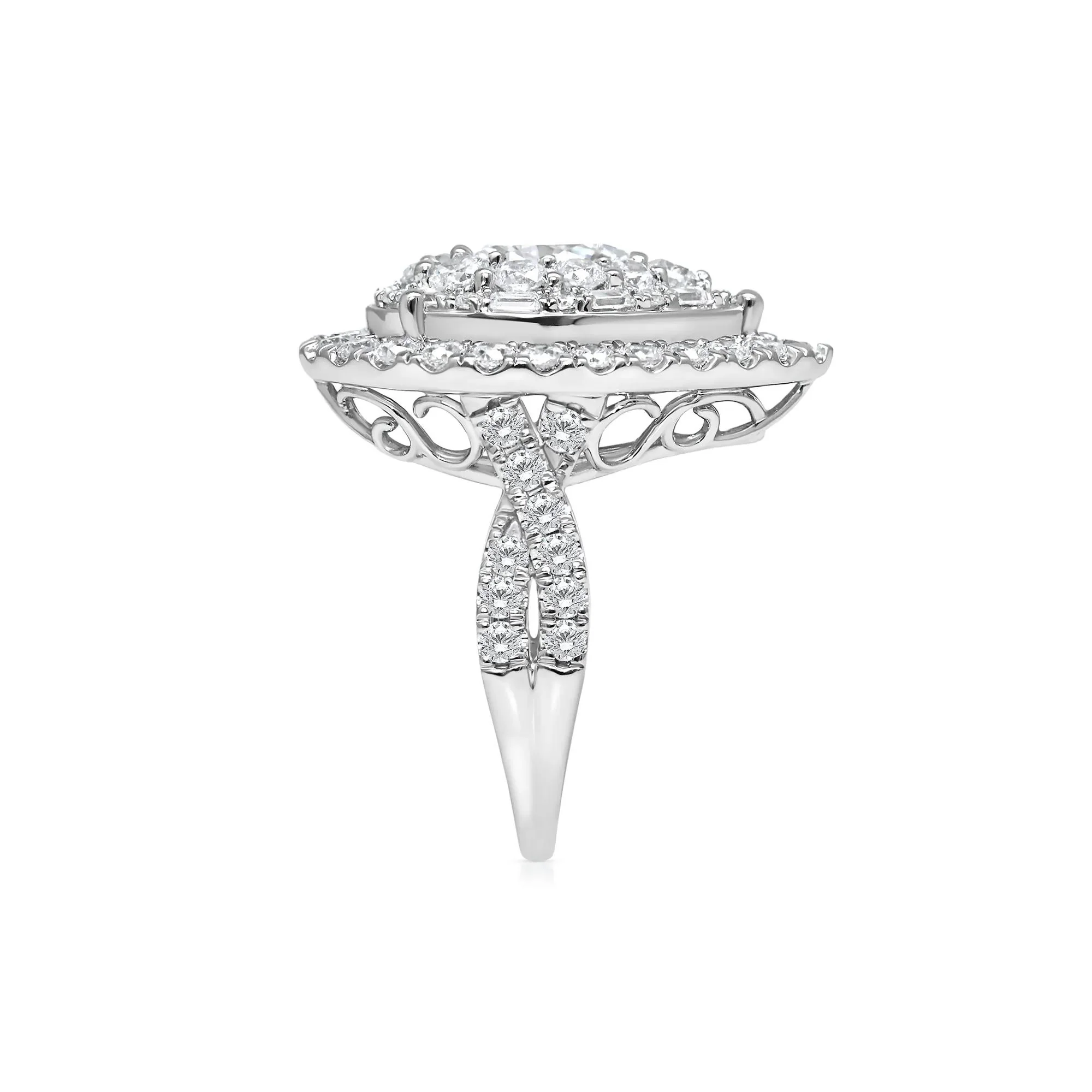 3 CT. Tw. Lab Grown Diamond Composite Ring 10K White Gold Round Brilliant Cut Size 6 - Image 3
