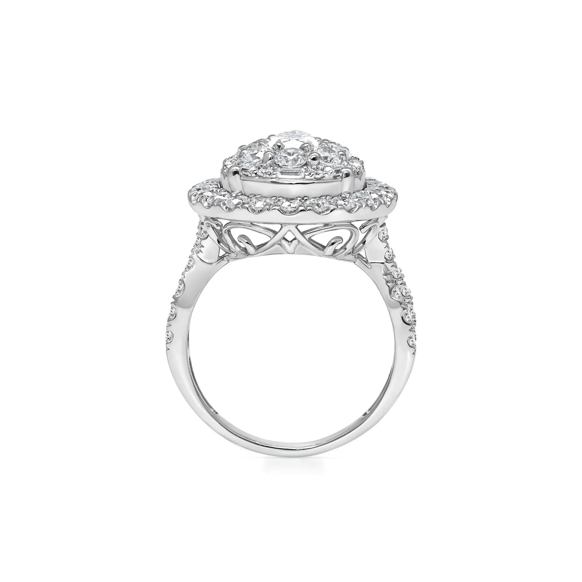 3 CT. Tw. Lab Grown Diamond Composite Ring 10K White Gold Round Brilliant Cut Size 9 - Image 2