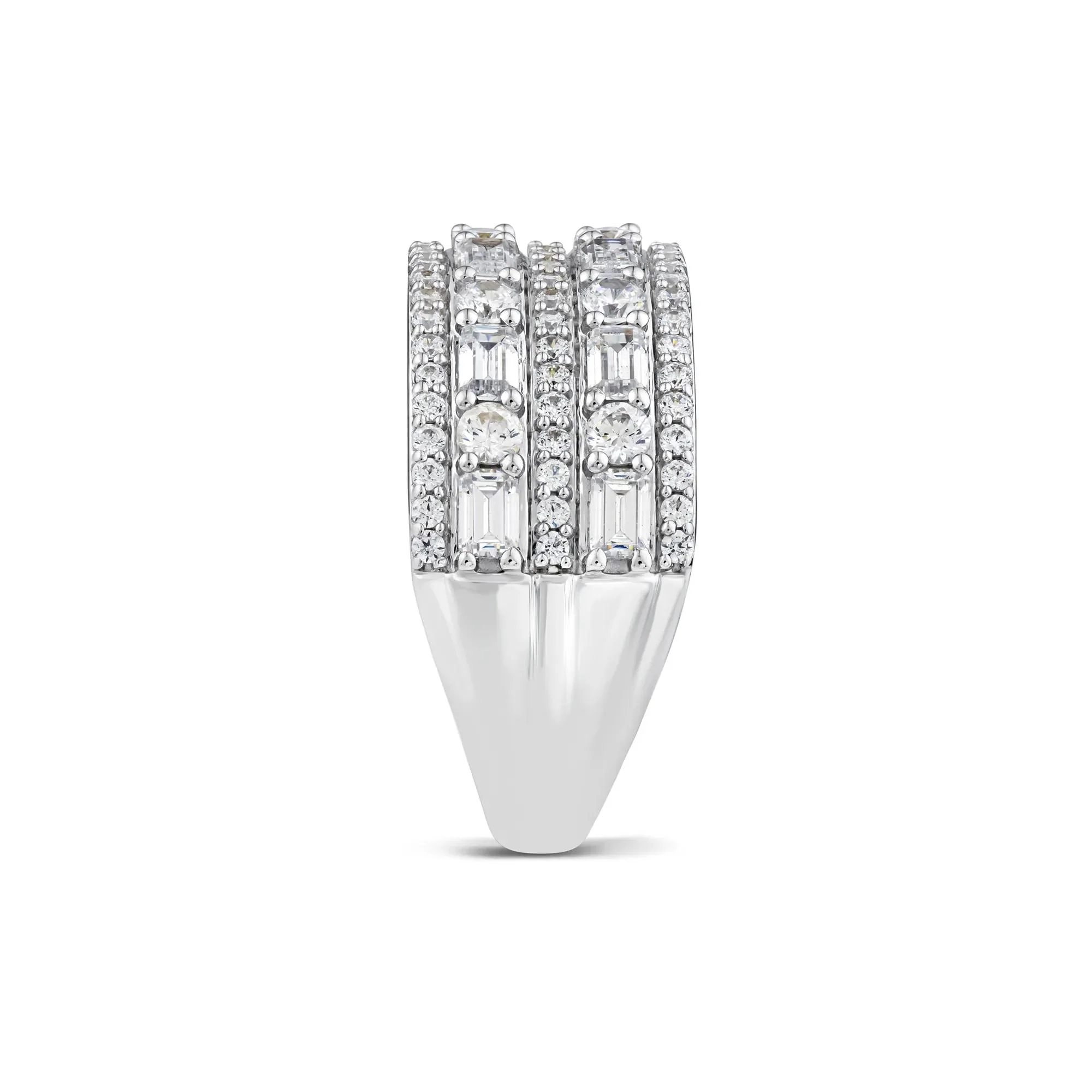 2 CT. Tw. Lab Grown Diamond Five-Row Band Ring 10K White Gold Size 6 - Image 3