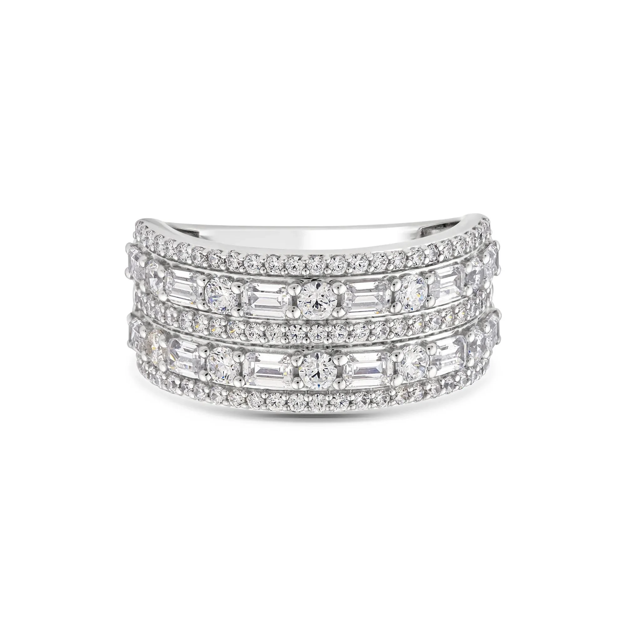 2 CT. Tw. Lab Grown Diamond Five-Row Band Ring 10K White Gold Size 7