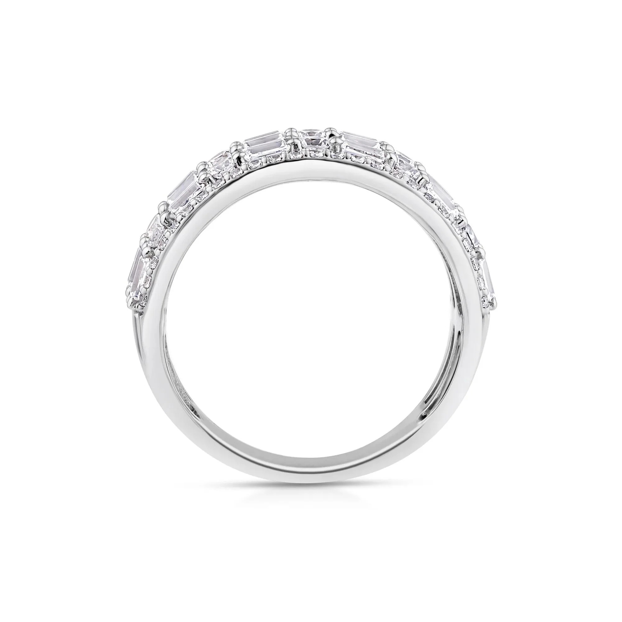 2 CT. Tw. Lab Grown Diamond Five-Row Band Ring 10K White Gold Size 9 - Image 2