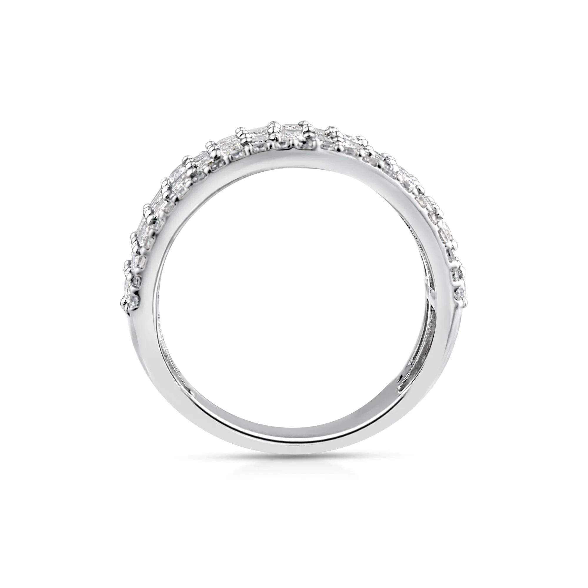 3 CT. Tw. Lab Grown Diamond Multi-Row Band Ring 10K White Gold Round Brilliant Cut Size 6 - Image 2