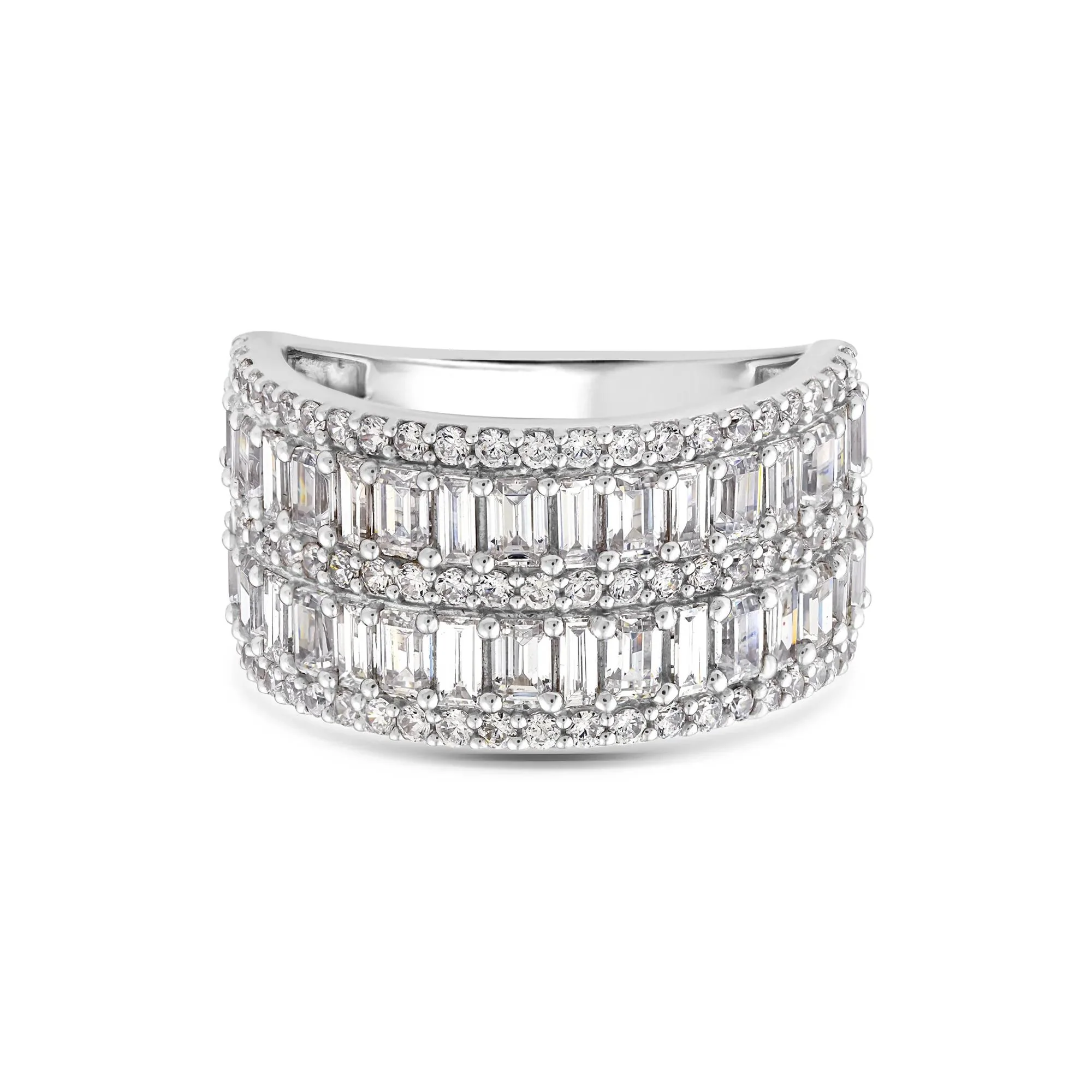 3 CT. Tw. Lab Grown Diamond Multi-Row Band Ring 10K White Gold Round Brilliant Cut Size 9