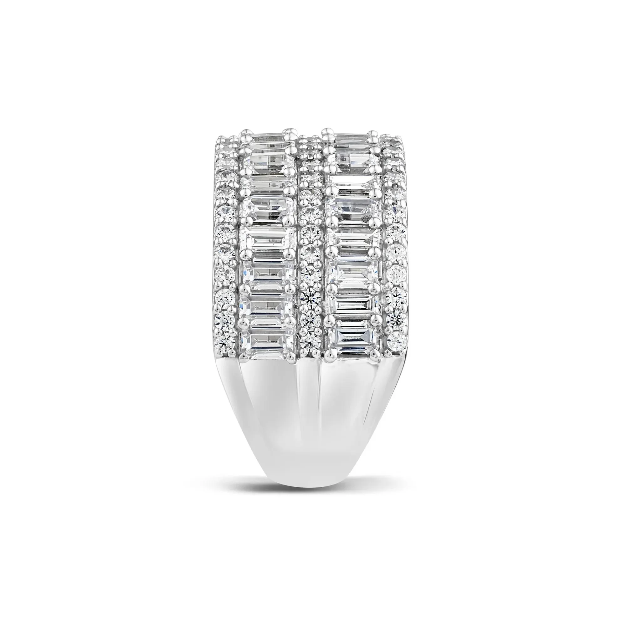 3 CT. Tw. Lab Grown Diamond Multi-Row Band Ring 10K White Gold Round Brilliant Cut Size 9 - Image 3