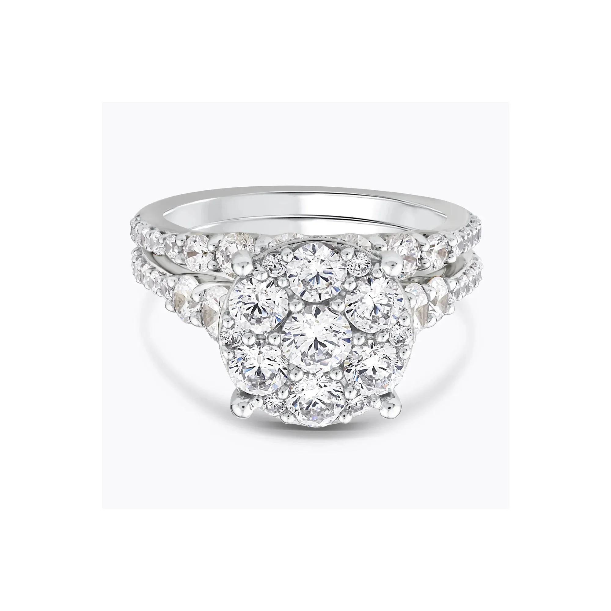 3 CT. Tw. Lab Grown Diamond Round Composite Engagement Ring 10K White Gold Round Brilliant Cut Size 6