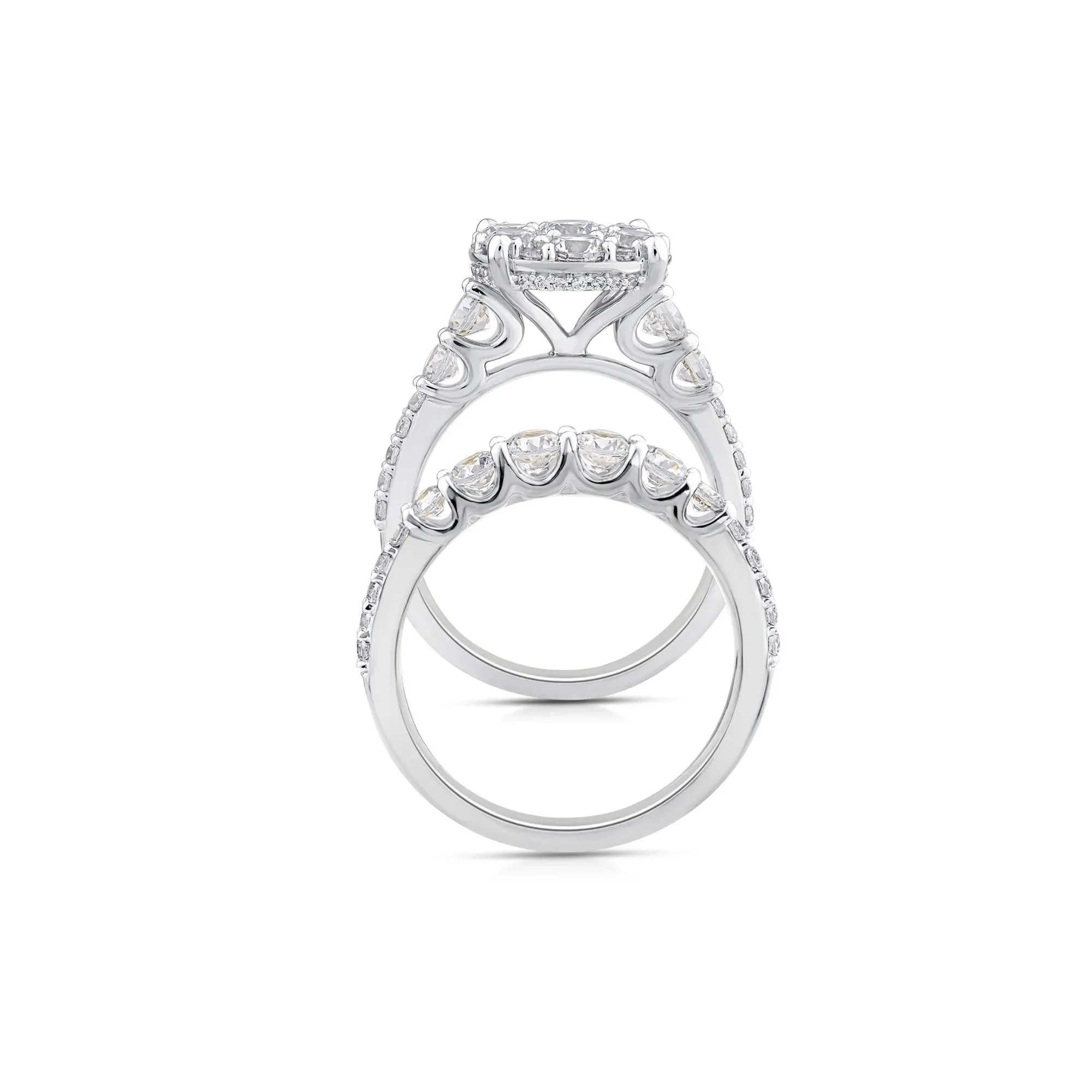 3 CT. Tw. Lab Grown Diamond Round Composite Engagement Ring 10K White Gold Round Brilliant Cut Size 6.5 - Image 2