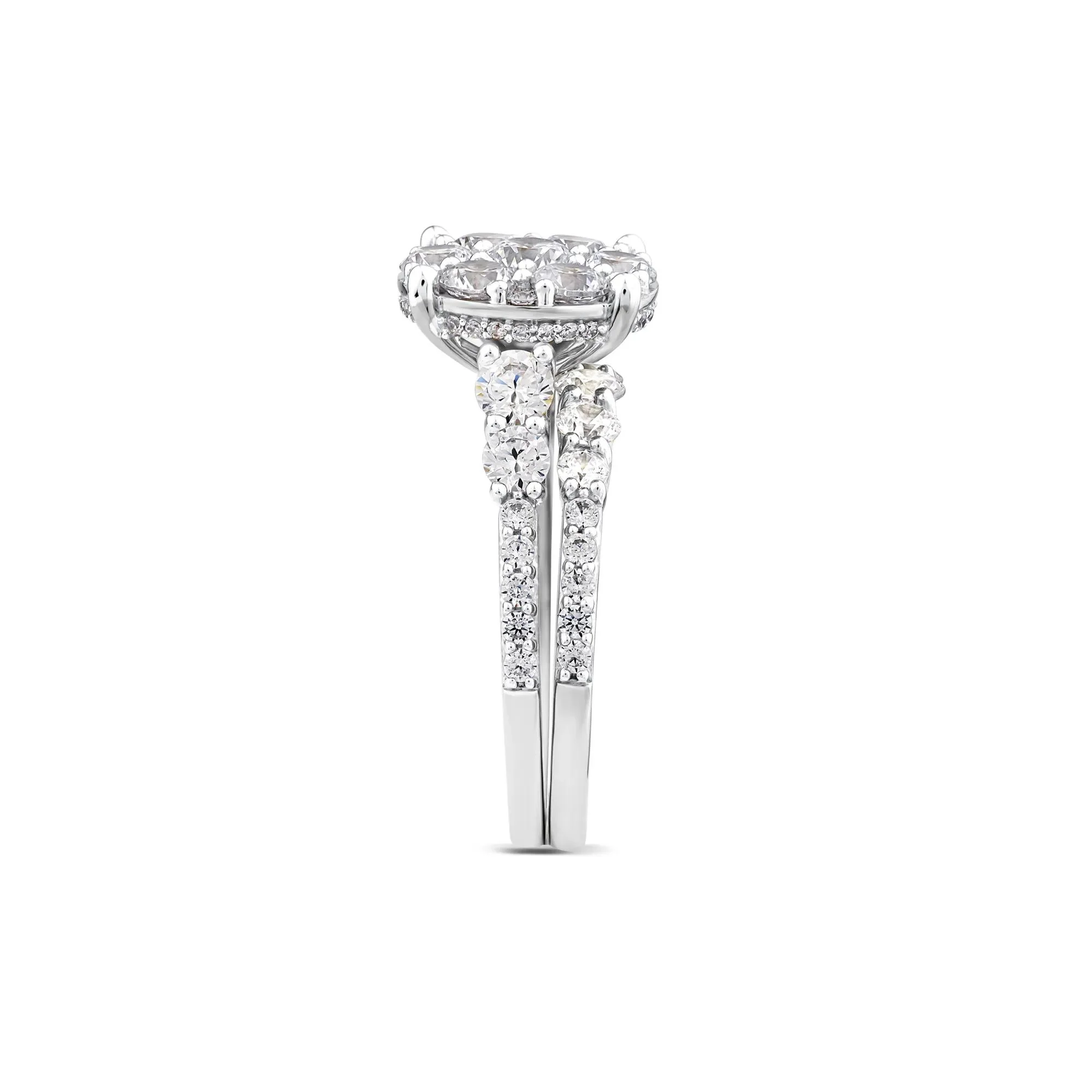 3 CT. Tw. Lab Grown Diamond Round Composite Engagement Ring 10K White Gold Round Brilliant Cut Size 8 - Image 3