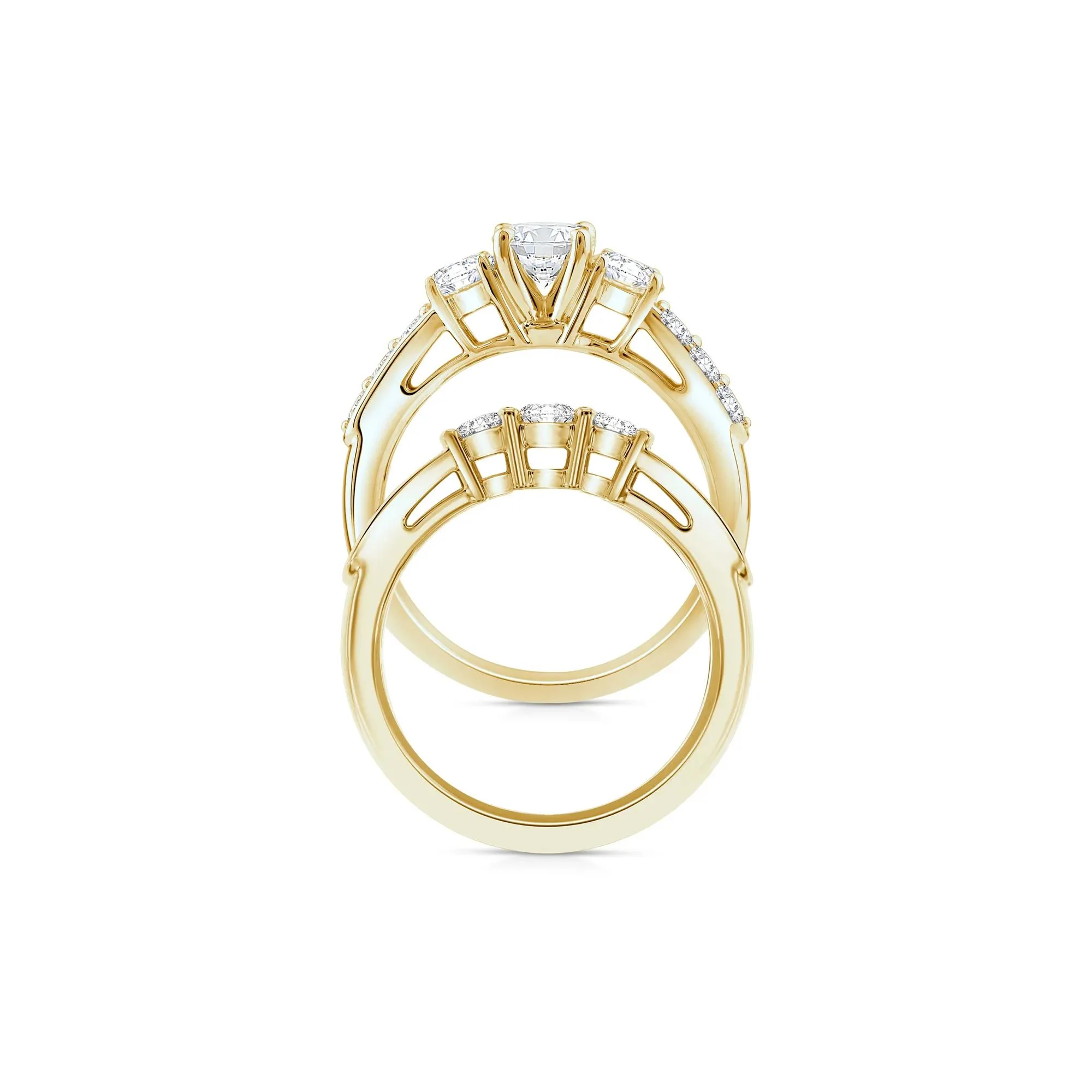 2 1/4 CT. Tw. Lab Grown Diamond Bridal Set 10K Yellow Gold Ring Round Brilliant Cut Size 8.5 2mm - Image 2