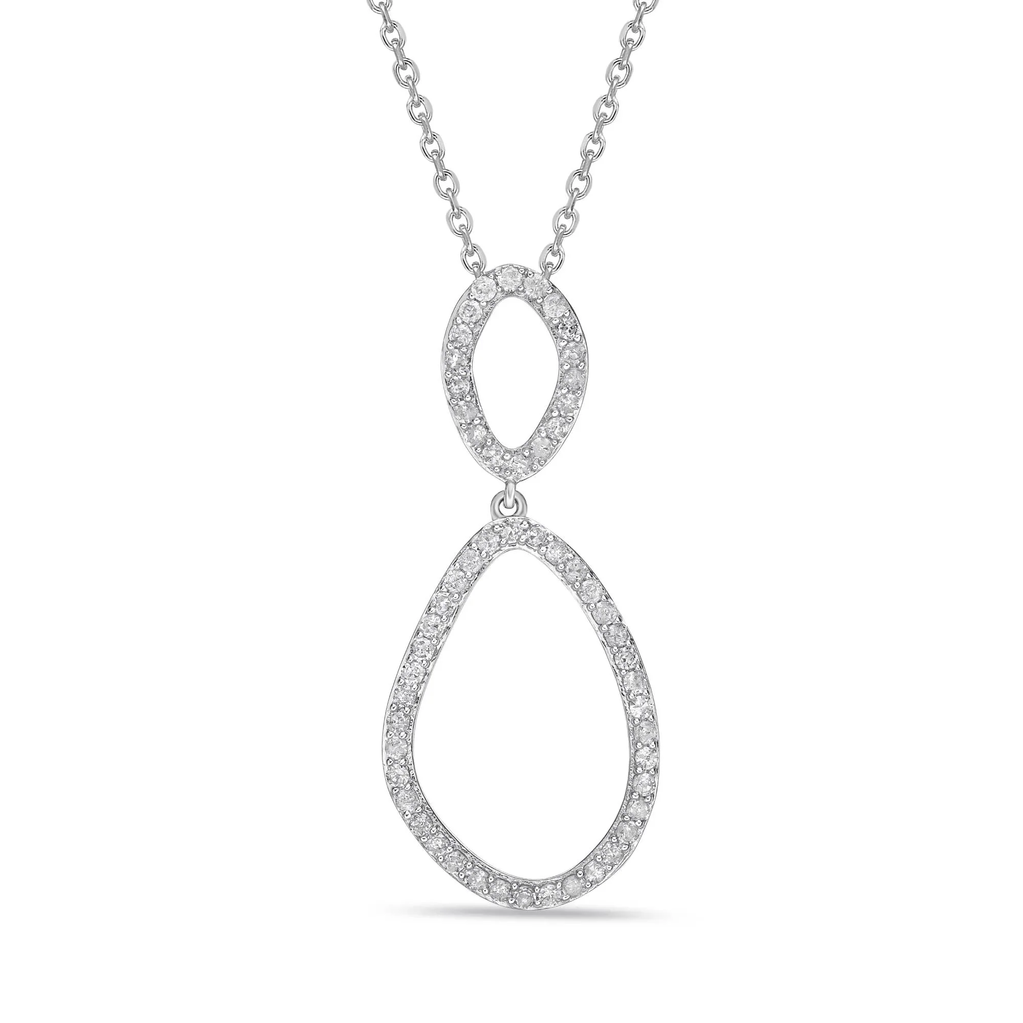 1/2 CT. Tw. Diamond Pendant Necklace .925 Sterling Silver White Size 18"