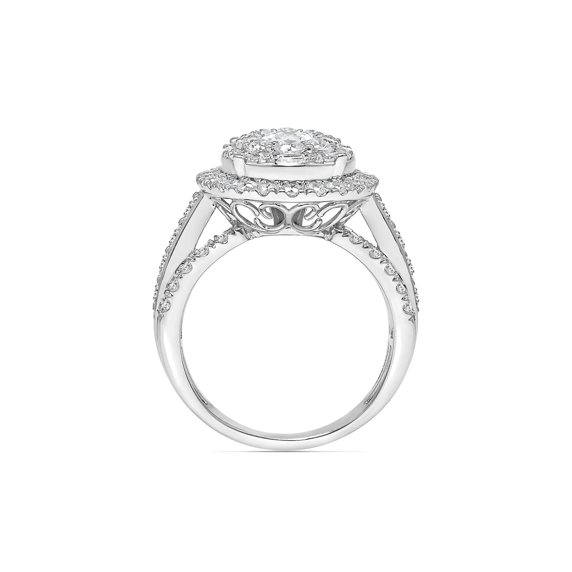 3 CT. Tw. Lab Grown Diamond Composite Center Ring 10K White Gold Round Brilliant Cut Size 6 - Image 2