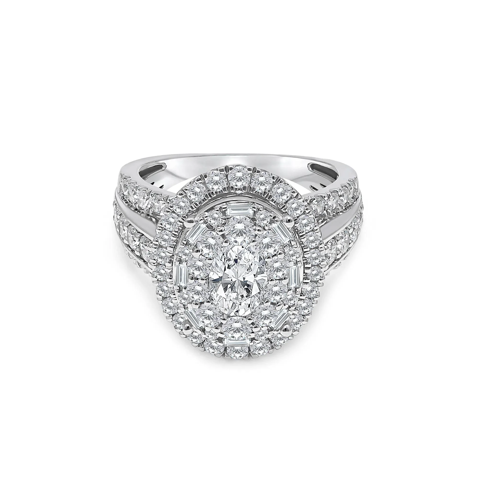 3 CT. Tw. Lab Grown Diamond Composite Center Ring 10K White Gold Round Brilliant Cut Size 7