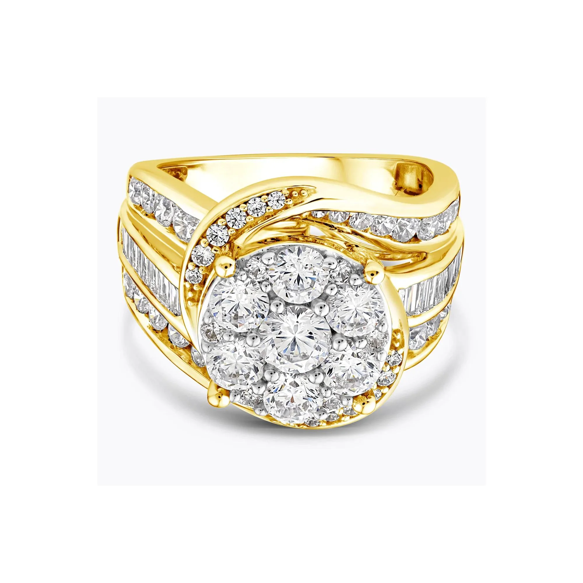 3 CT. Tw. Lab Grown Diamond Composite Engagement Ring 10K Yellow Gold Round Brilliant Cut Size 8