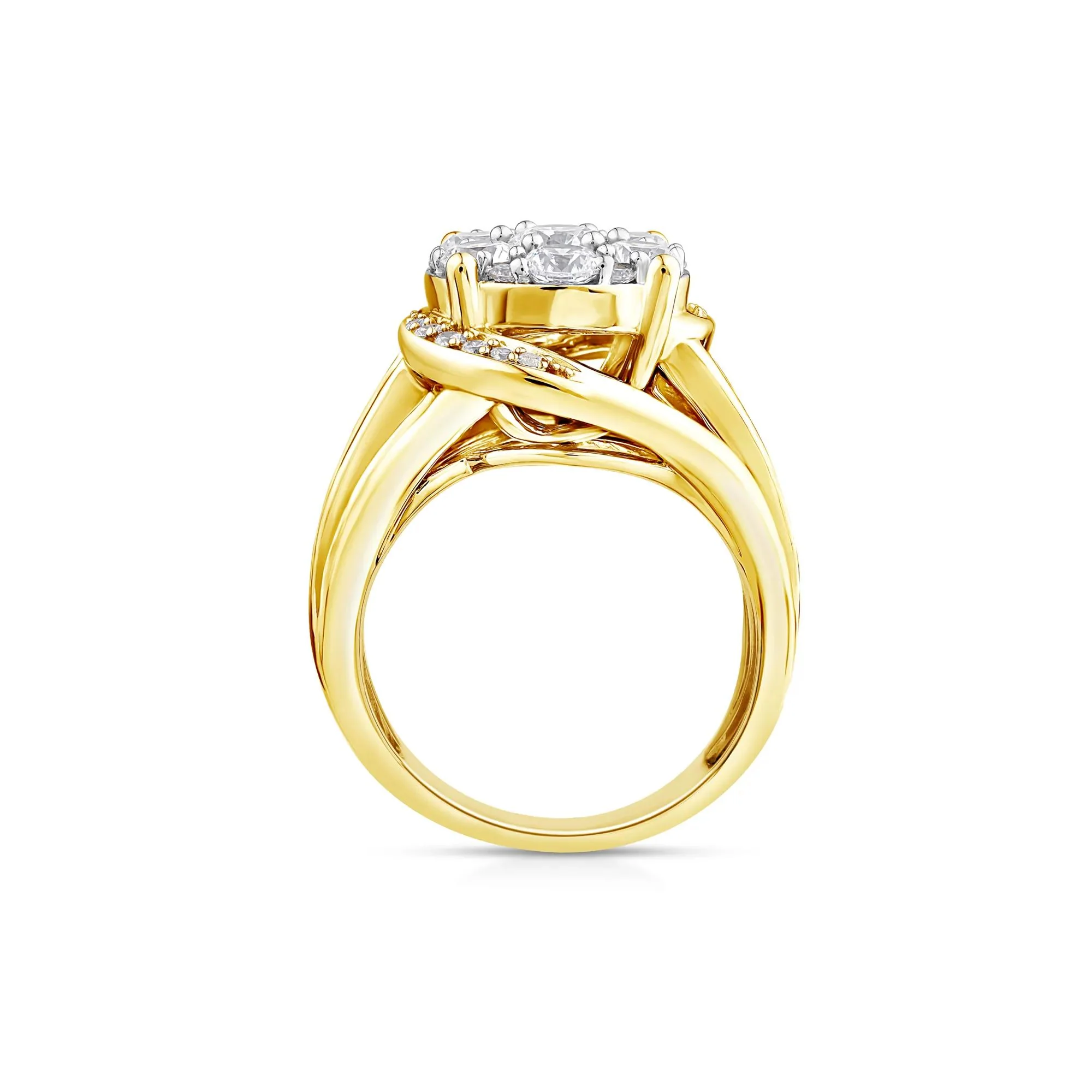 3 CT. Tw. Lab Grown Diamond Composite Engagement Ring 10K Yellow Gold Round Brilliant Cut Size 8.5 - Image 2