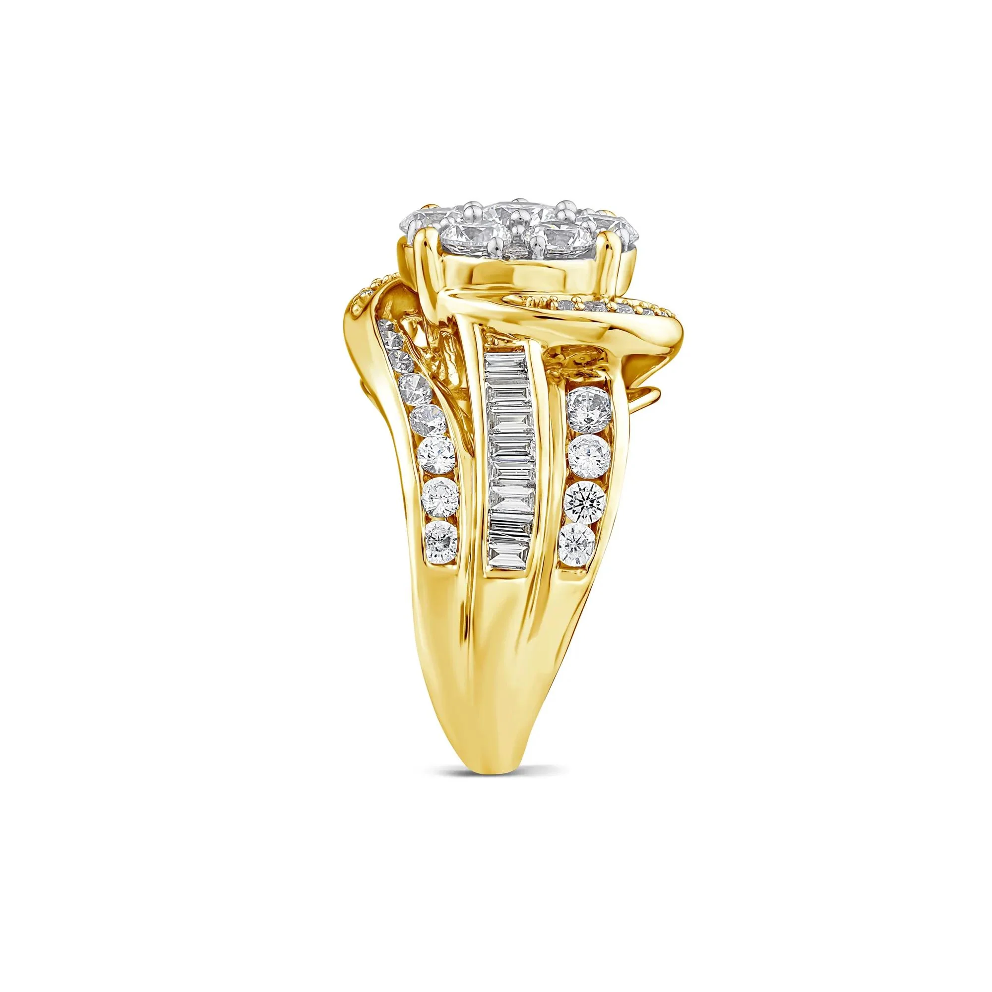 3 CT. Tw. Lab Grown Diamond Composite Engagement Ring 10K Yellow Gold Round Brilliant Cut Size 8.5 - Image 3