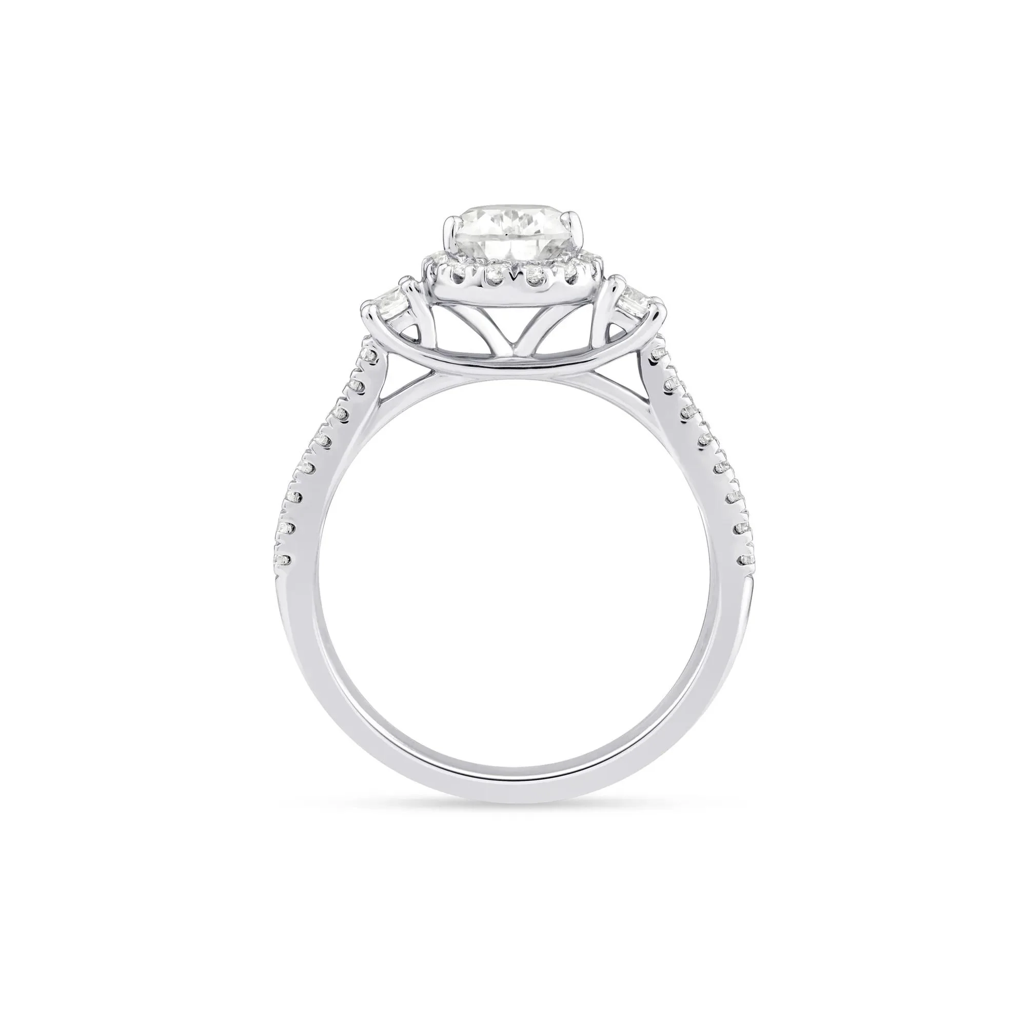 1/5 CT. Tw. Lab Grown Diamond Pear-Shaped Engagement Ring 10K White Gold Round Brilliant Cut Size 6.5 - Image 2