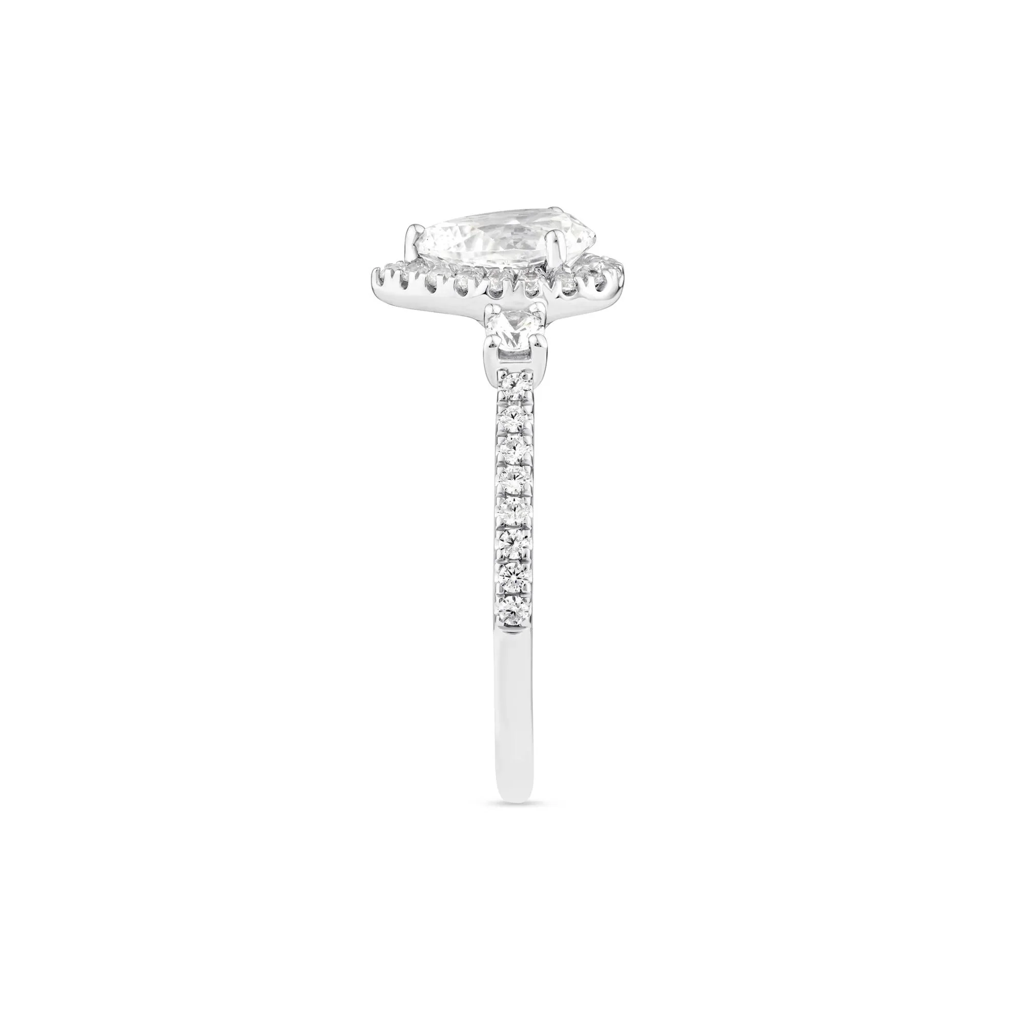 1/5 CT. Tw. Lab Grown Diamond Pear-Shaped Engagement Ring 10K White Gold Round Brilliant Cut Size 6.5 - Image 3
