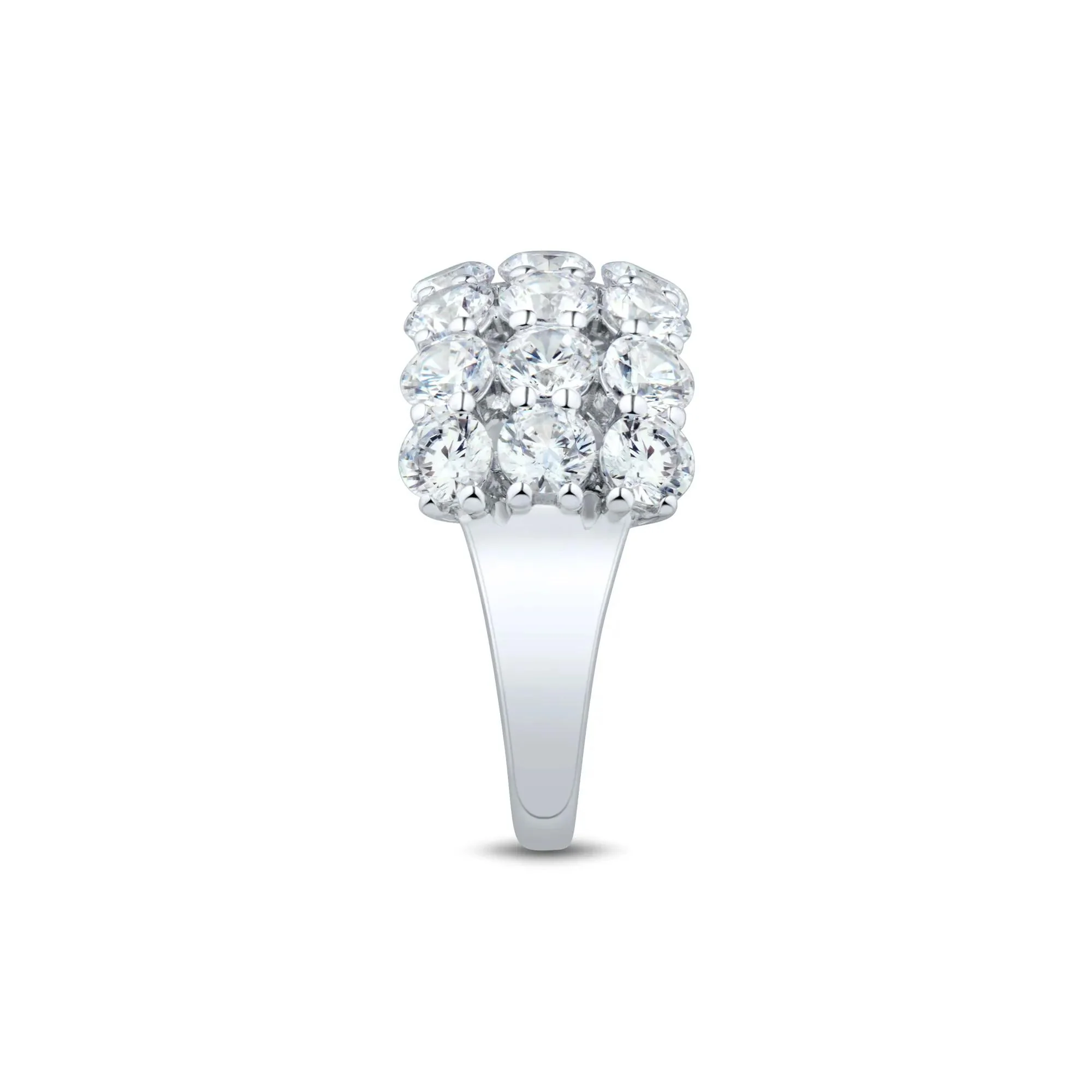 3 CT. Tw. Lab Grown Diamond Three-Row Ring 10K White Gold Round Brilliant Cut Size 8 1mm - Image 3