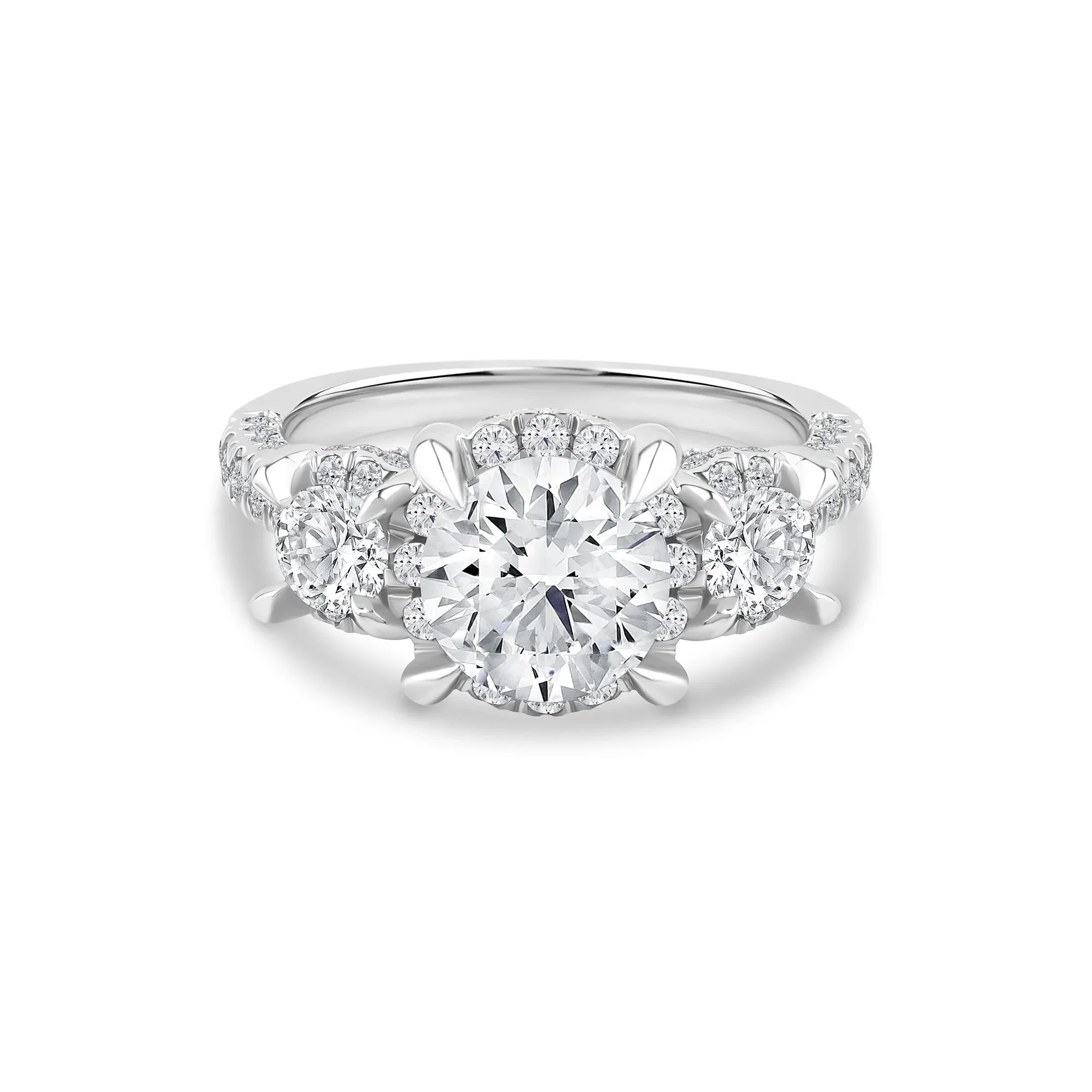 2 3/4 CT. Tw. Lab Grown Diamond Engagement Ring 10K White Gold Round Brilliant Cut Size 8.5 2mm