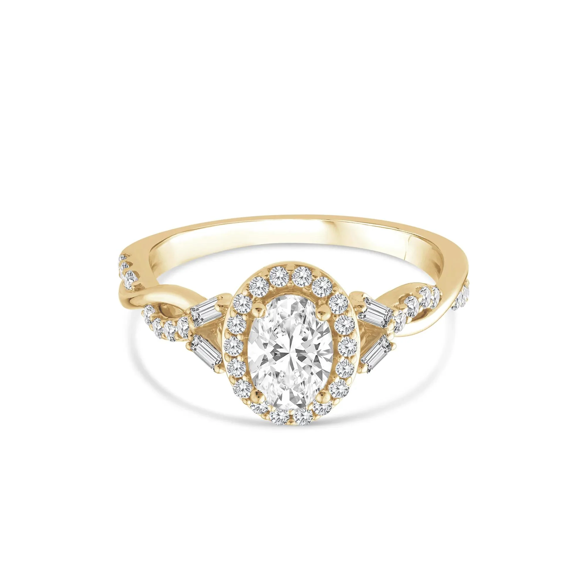 1 CT. Tw. Lab Grown Diamond Oval Engagement Ring 10K Yellow Gold Round Brilliant Cut Size 8.5 1.5mm