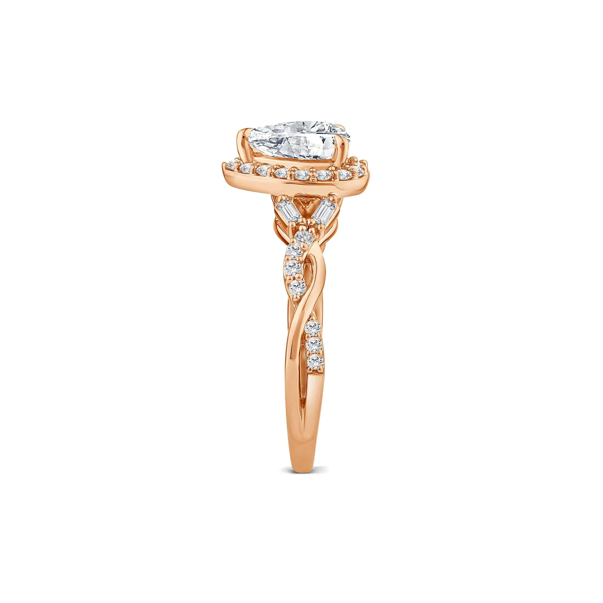 1 CT. Tw. Lab Grown Diamond Pear-Shaped Halo Engagement Ring 10K Rose Gold Round Brilliant Cut Size 7 - Image 3