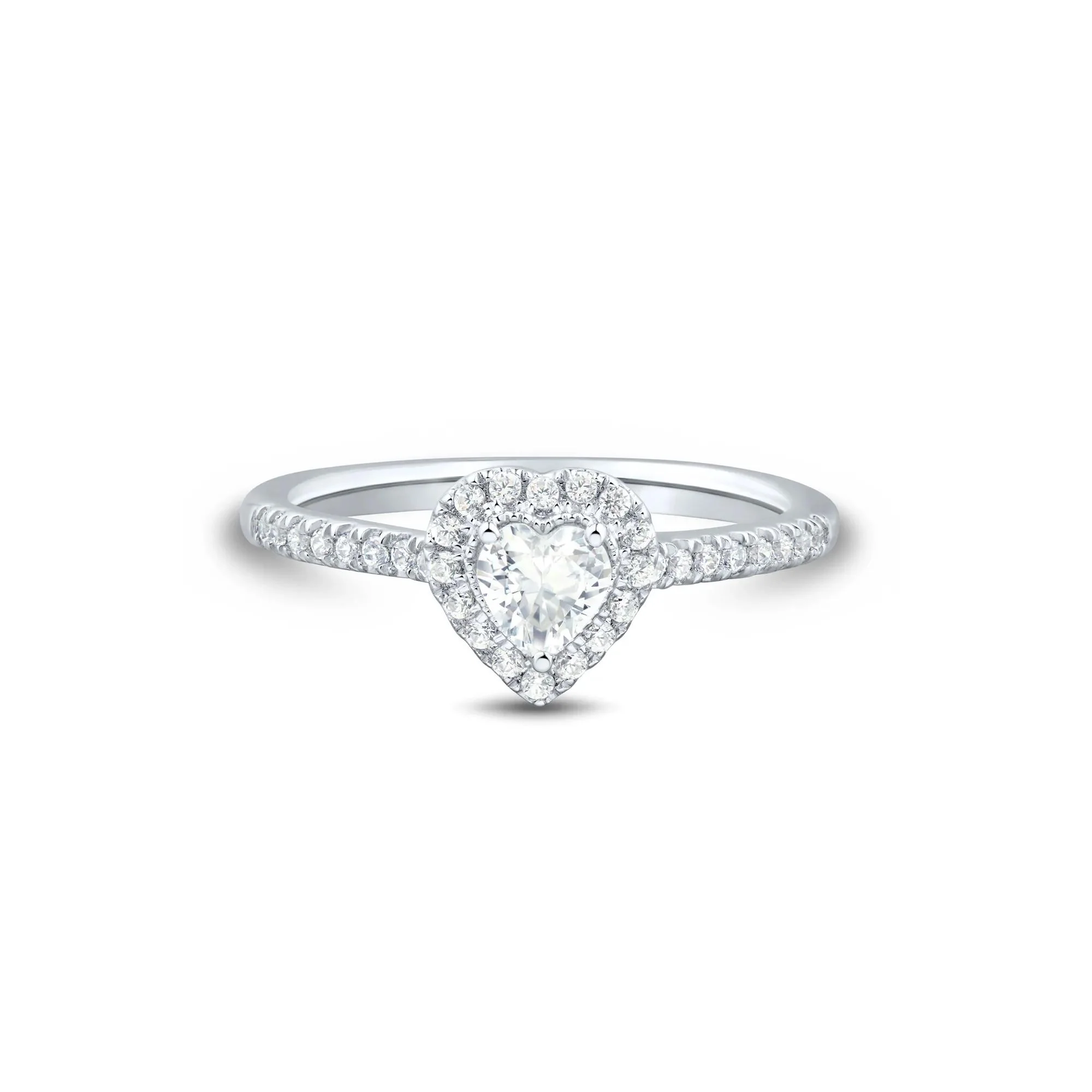 1/2 CT. Tw. Lab Grown Diamond Heart-Shaped Center Promise Ring 10K White Gold Size 8 1mm