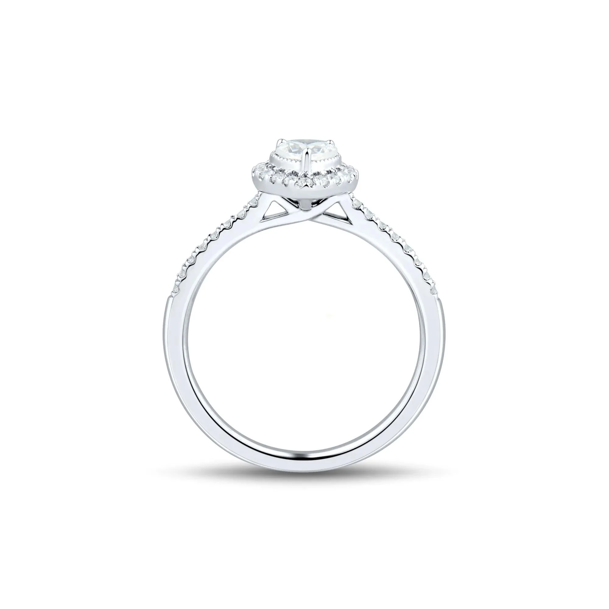 1/2 CT. Tw. Lab Grown Diamond Heart-Shaped Center Promise Ring 10K White Gold Size 8.5 1mm - Image 2
