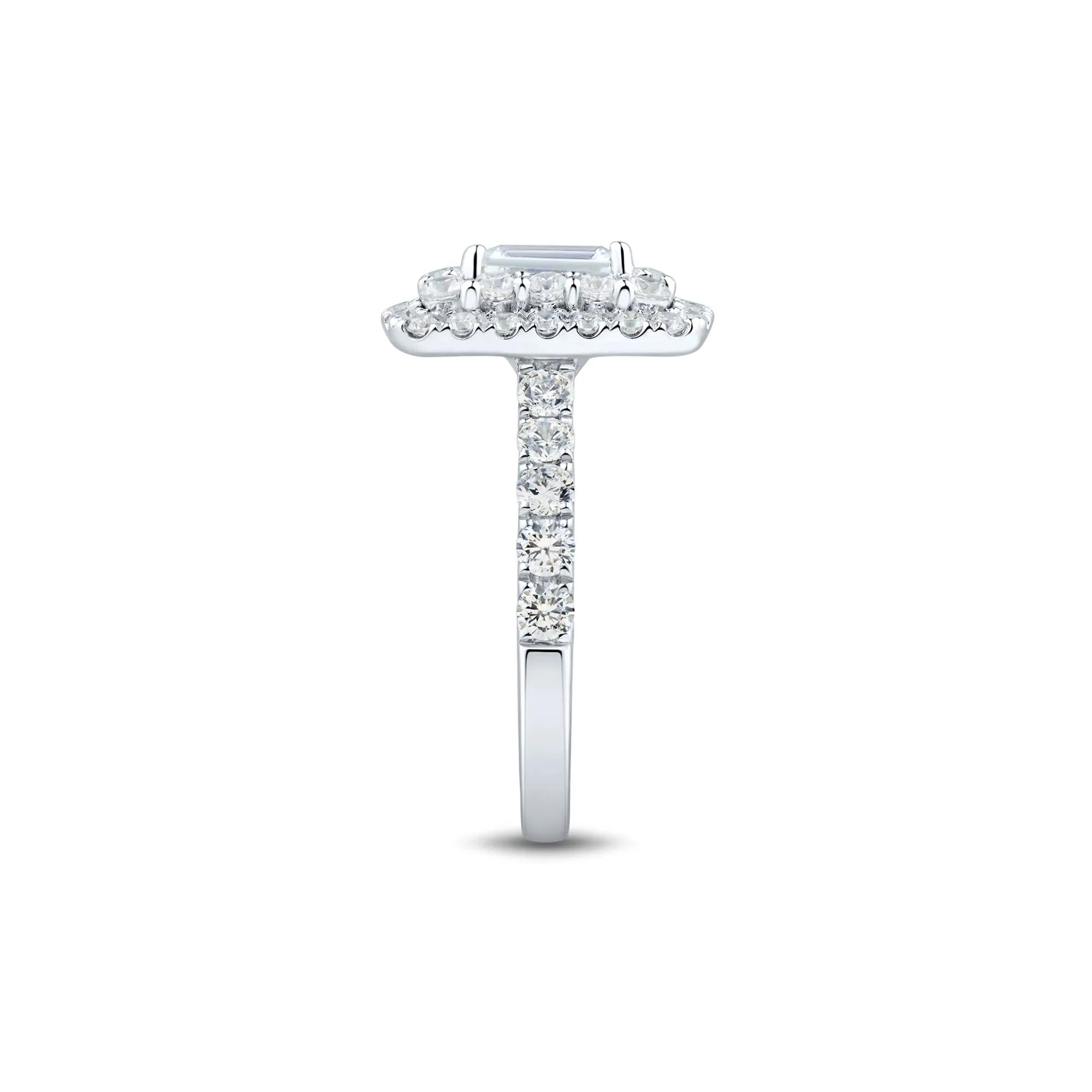 2 1/2 CT. Tw. Lab Grown Diamond Emerald-Cut Double Halo Engagement Ring 10K White Gold Size 8 1.5mm - Image 3