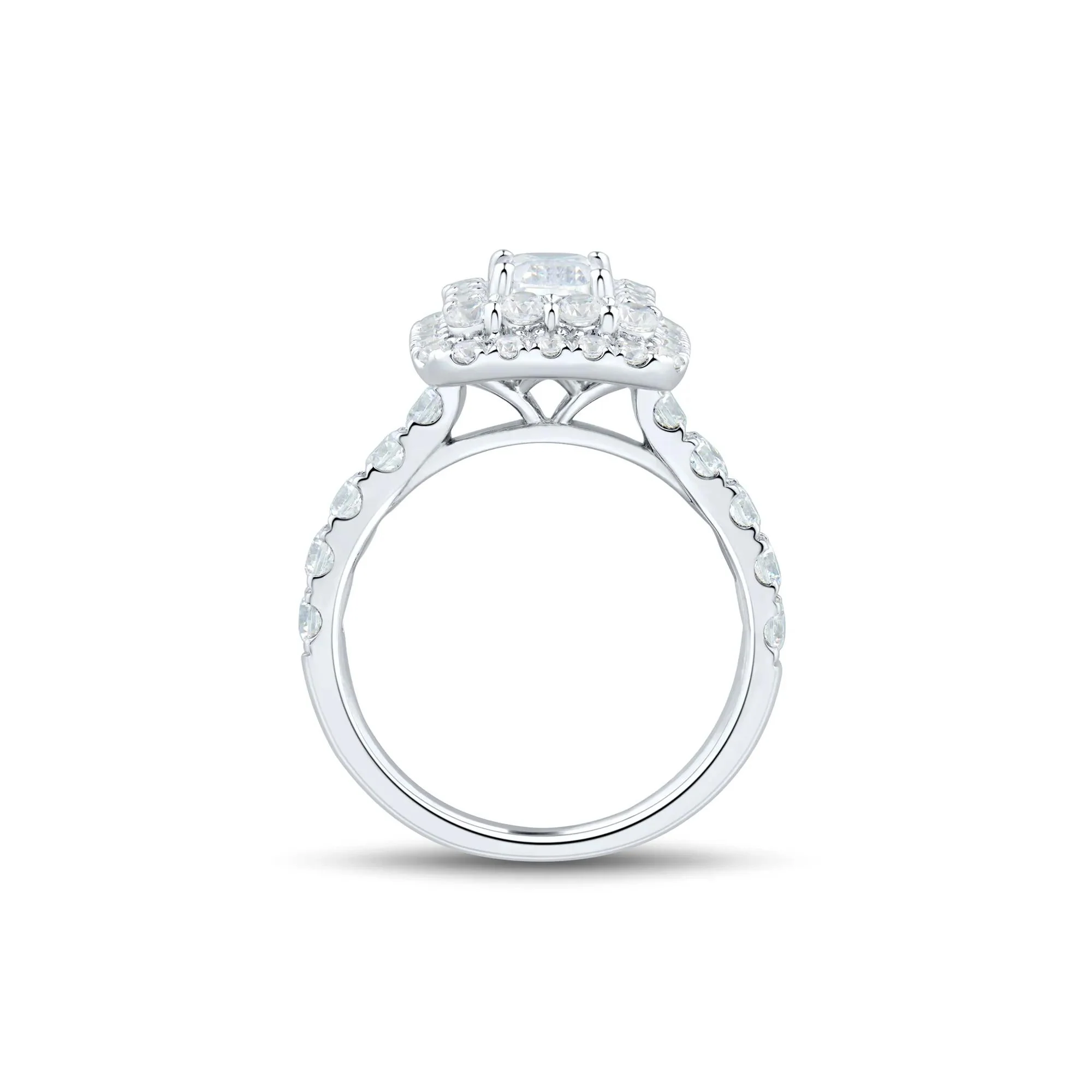 2 1/2 CT. Tw. Lab Grown Diamond Emerald-Cut Double Halo Engagement Ring 10K White Gold Size 8.5 1.5mm - Image 2