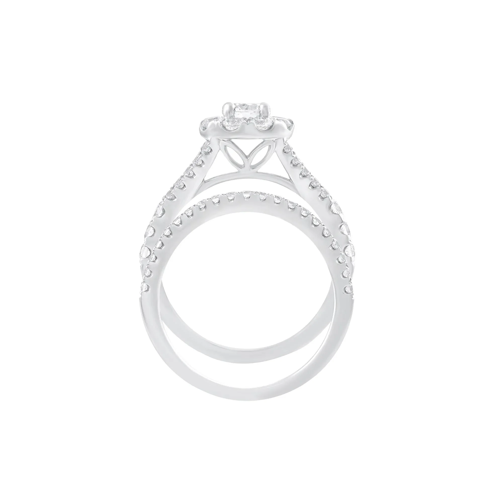 1/2 CT. Tw. Diamond Halo Bridal Set 14K White Gold Ring Size 7.5 - Image 2