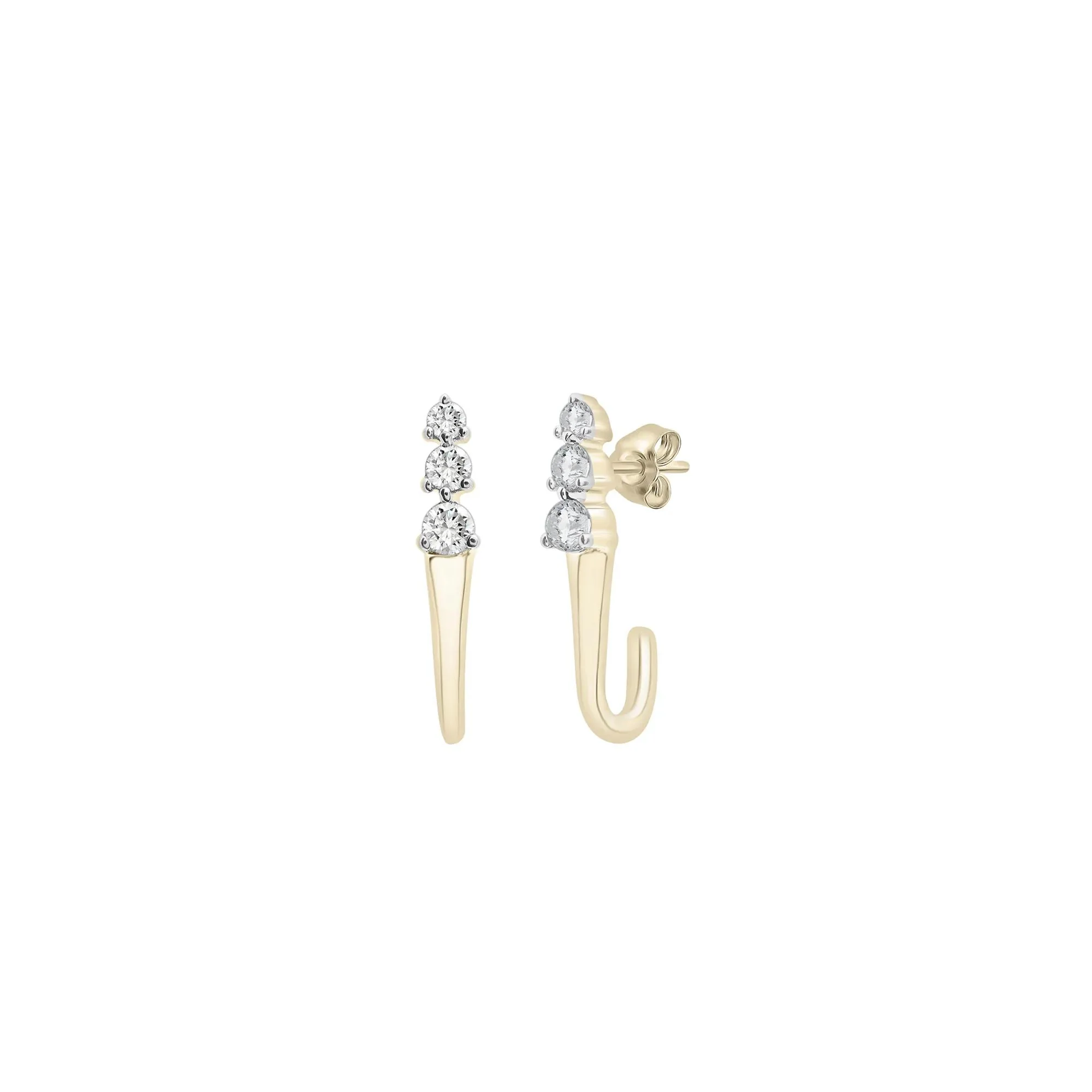 1/7 CT. Tw. Diamond J-Stud Earrings 10K Yellow Gold Size 2.60mm