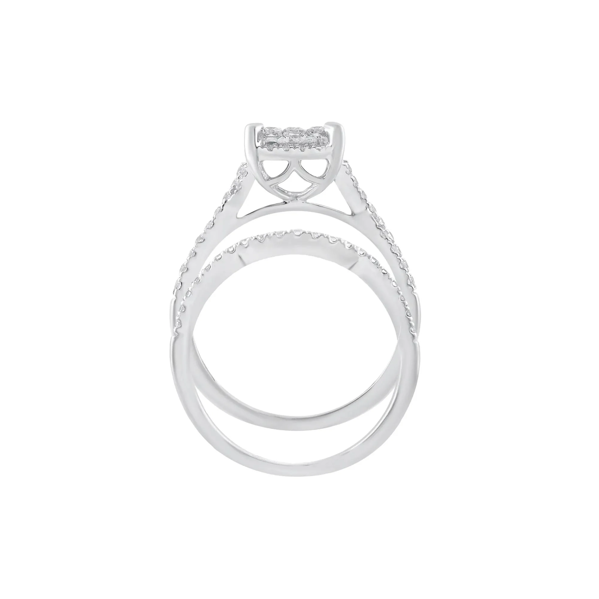 3/4 CT. Tw. Diamond Composite Engagement Ring 10K White Gold Round Brilliant Cut Size 6 2.5mm - Image 2