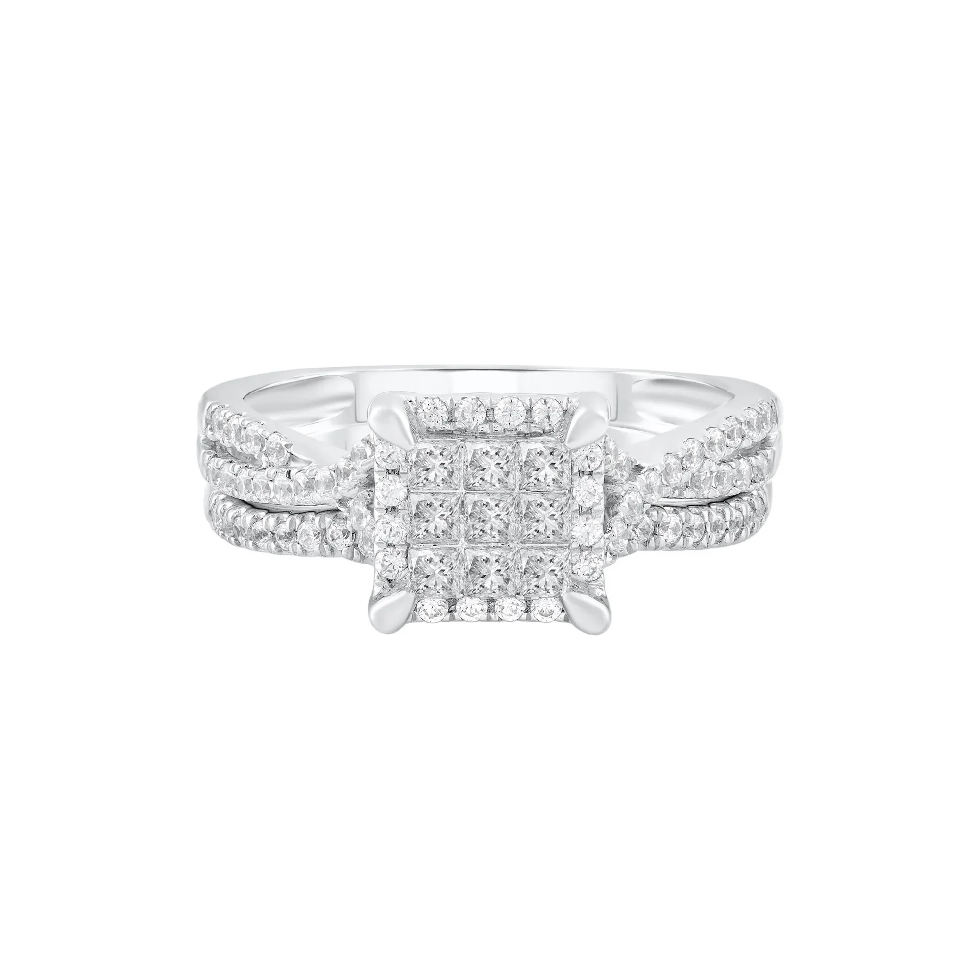 3/4 CT. Tw. Diamond Composite Engagement Ring 10K White Gold Round Brilliant Cut Size 7 2.5mm