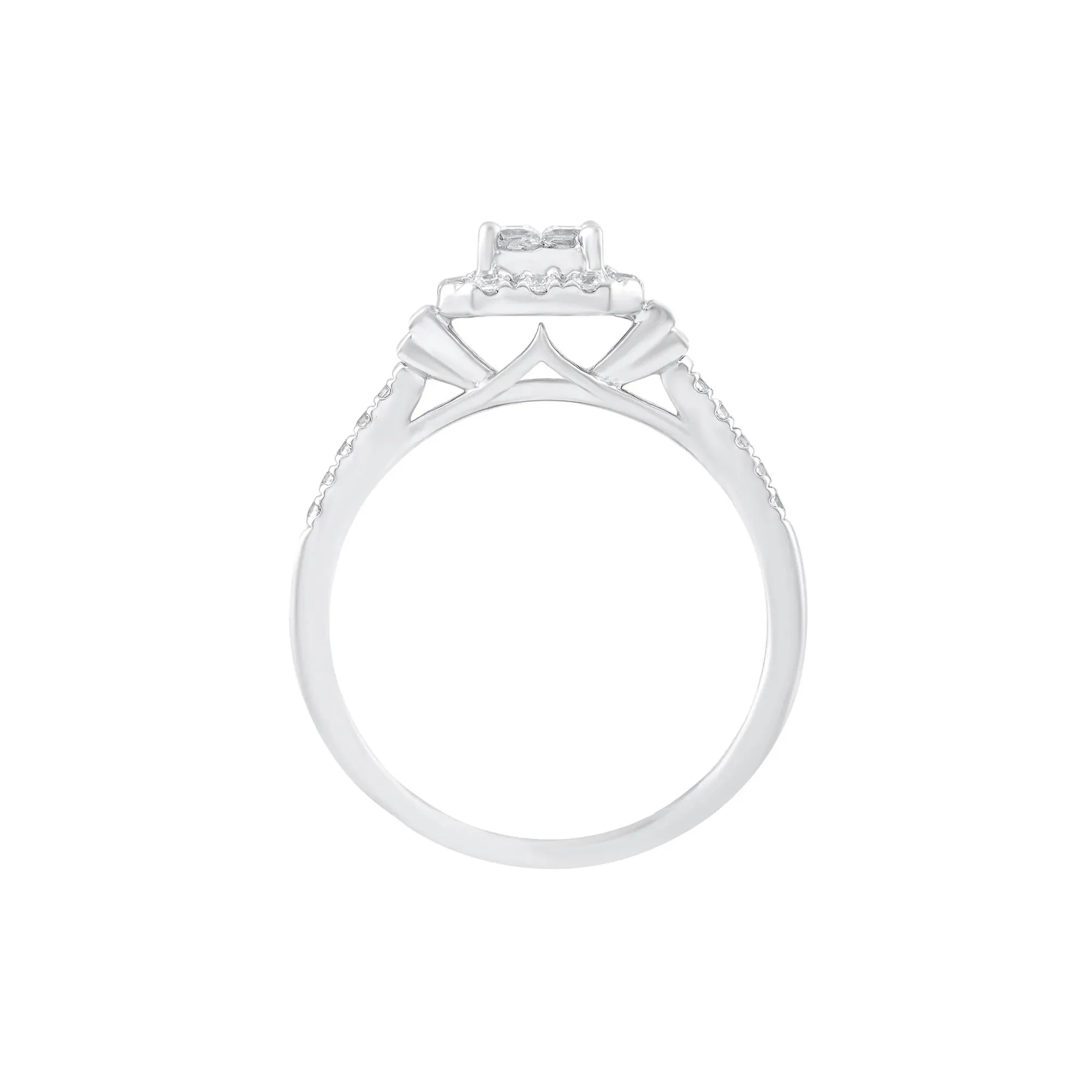 1/2 CT. Tw. Diamond Composite Engagement Ring 10K White Gold Round Brilliant Cut Size 7 - Image 2
