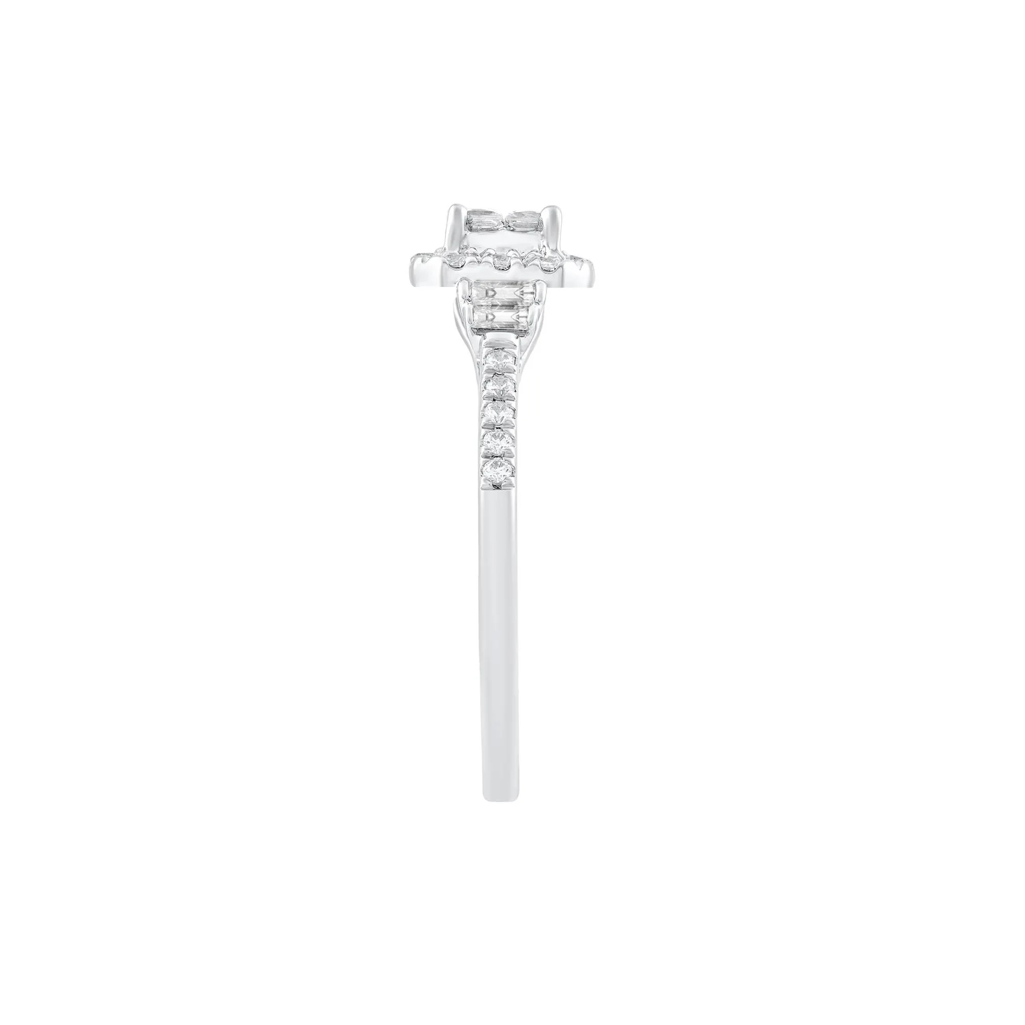 1/2 CT. Tw. Diamond Composite Engagement Ring 10K White Gold Round Brilliant Cut Size 8.5 - Image 3