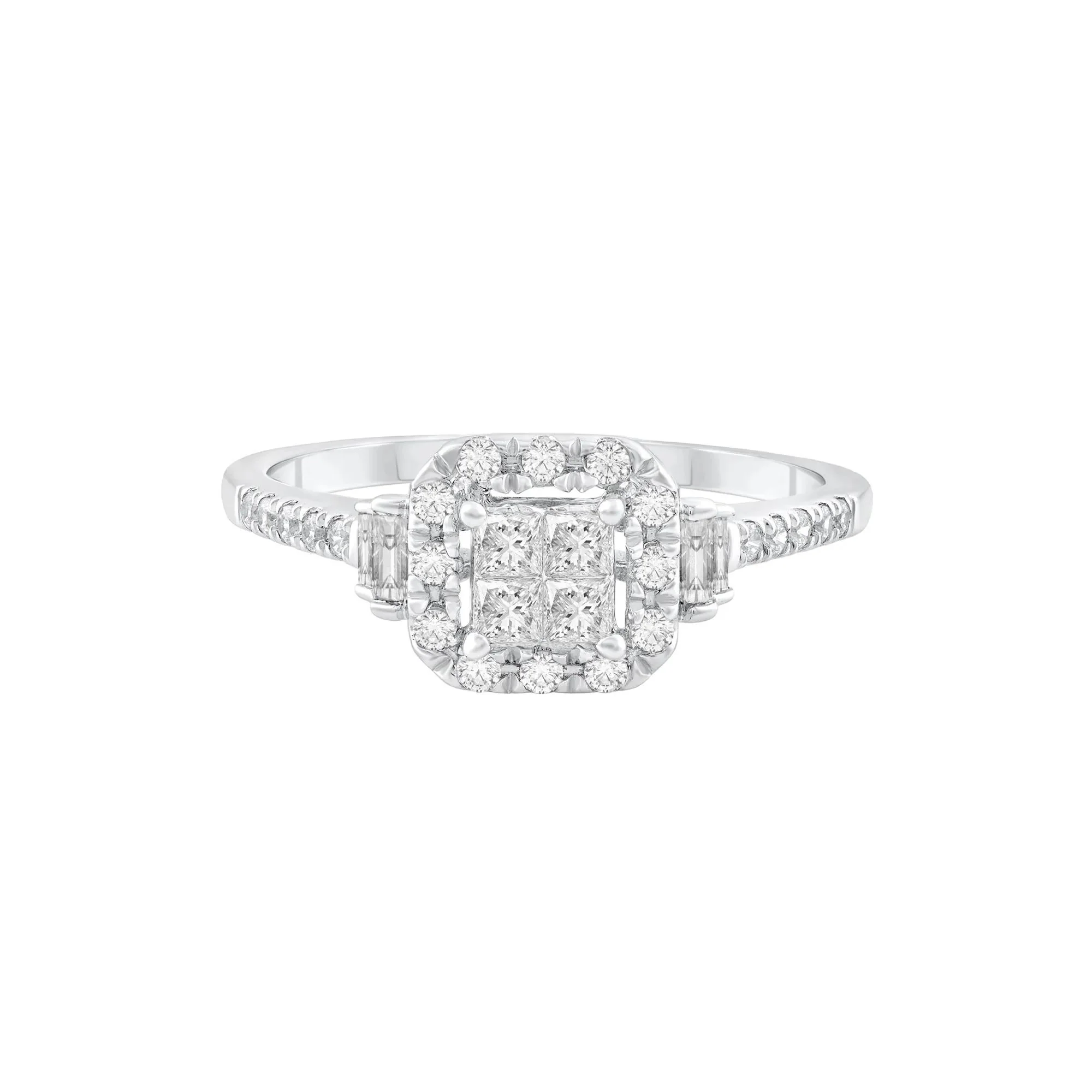 1/2 CT. Tw. Diamond Composite Engagement Ring 10K White Gold Round Brilliant Cut Size 9