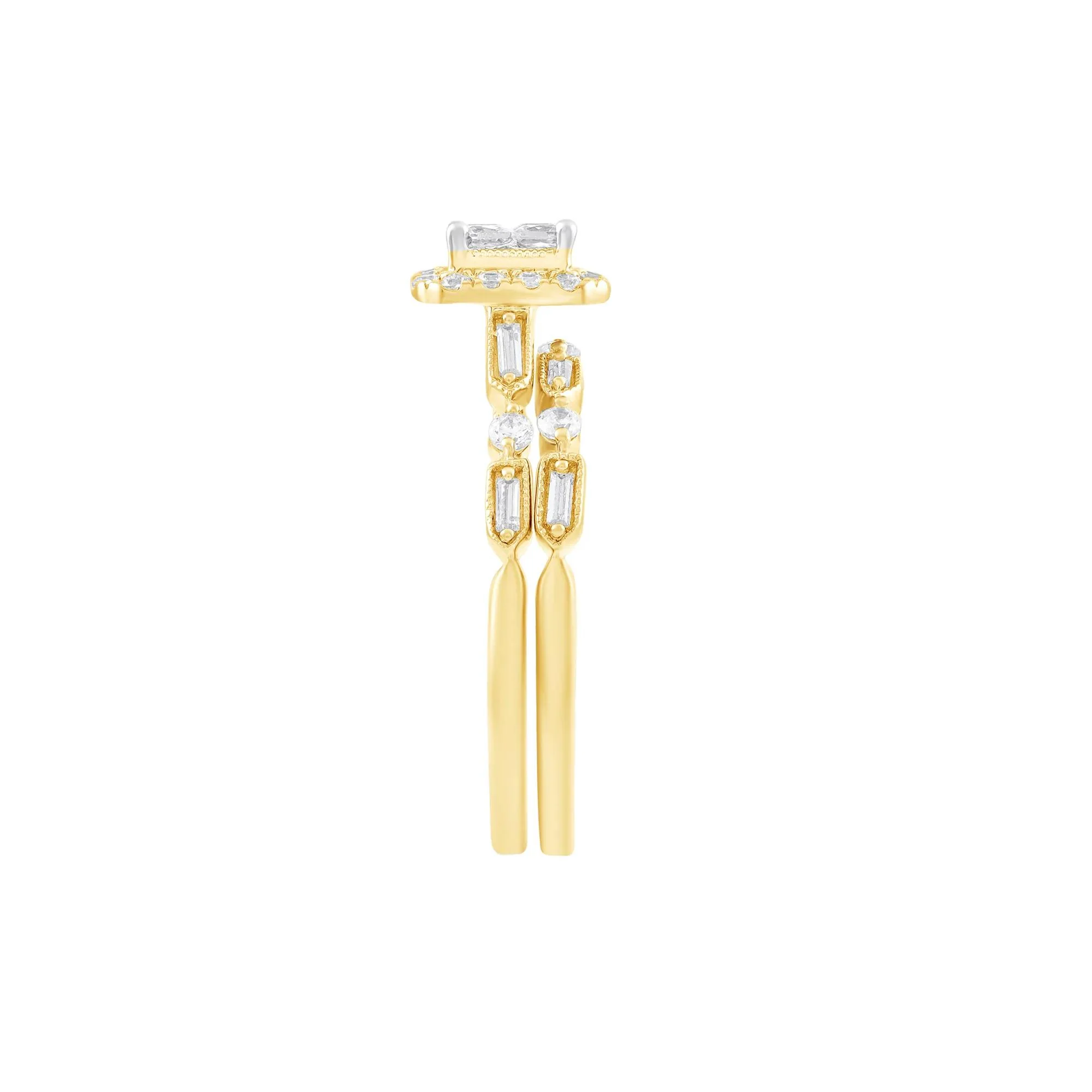 5/8 CT. Tw. Diamond Composite Bridal Set 10K Yellow Gold Ring Round Brilliant Cut Size 7 1.5mm - Image 3
