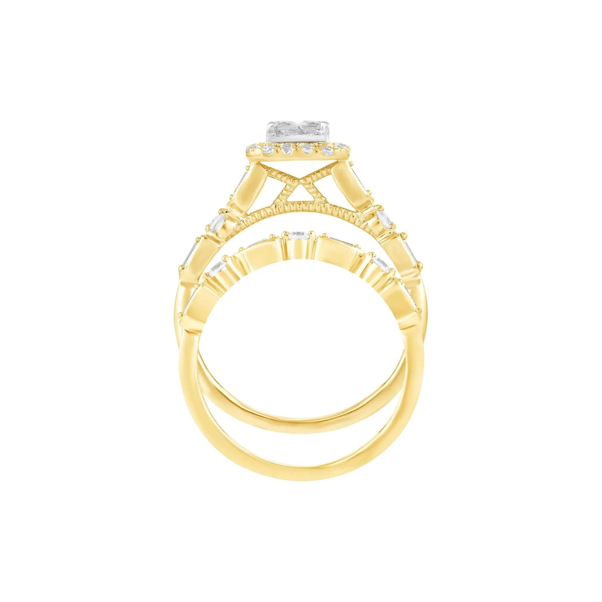 5/8 CT. Tw. Diamond Composite Bridal Set 10K Yellow Gold Ring Round Brilliant Cut Size 8 1.5mm - Image 2