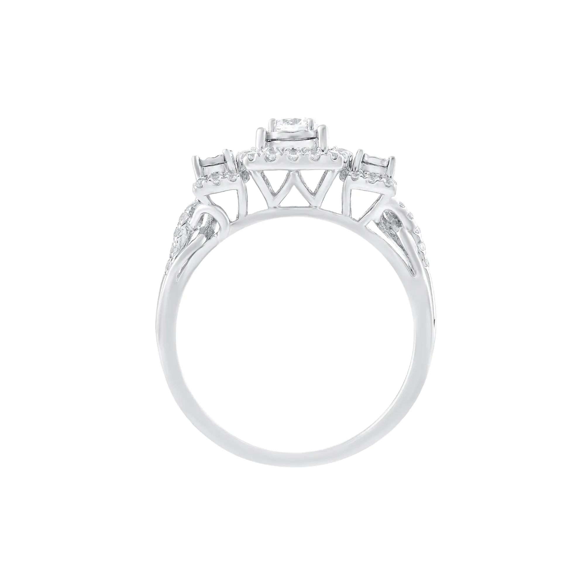 1/2 CT. Tw. Diamond Three-Stone Engagement Ring 10K White Gold Round Brilliant Cut Size 8.5 - Image 2