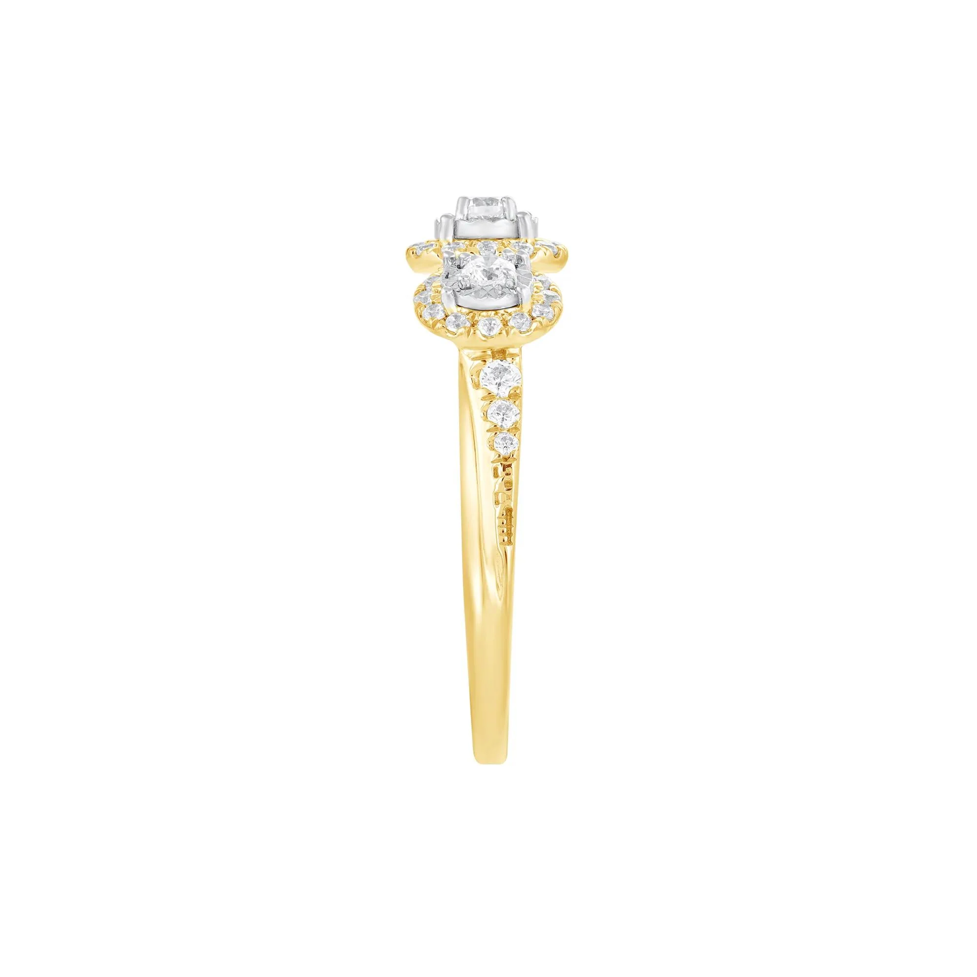 1/2 CT. Tw. Diamond Three-Stone Engagement Ring 10K Yellow Gold Round Brilliant Cut Size 8 - Image 3