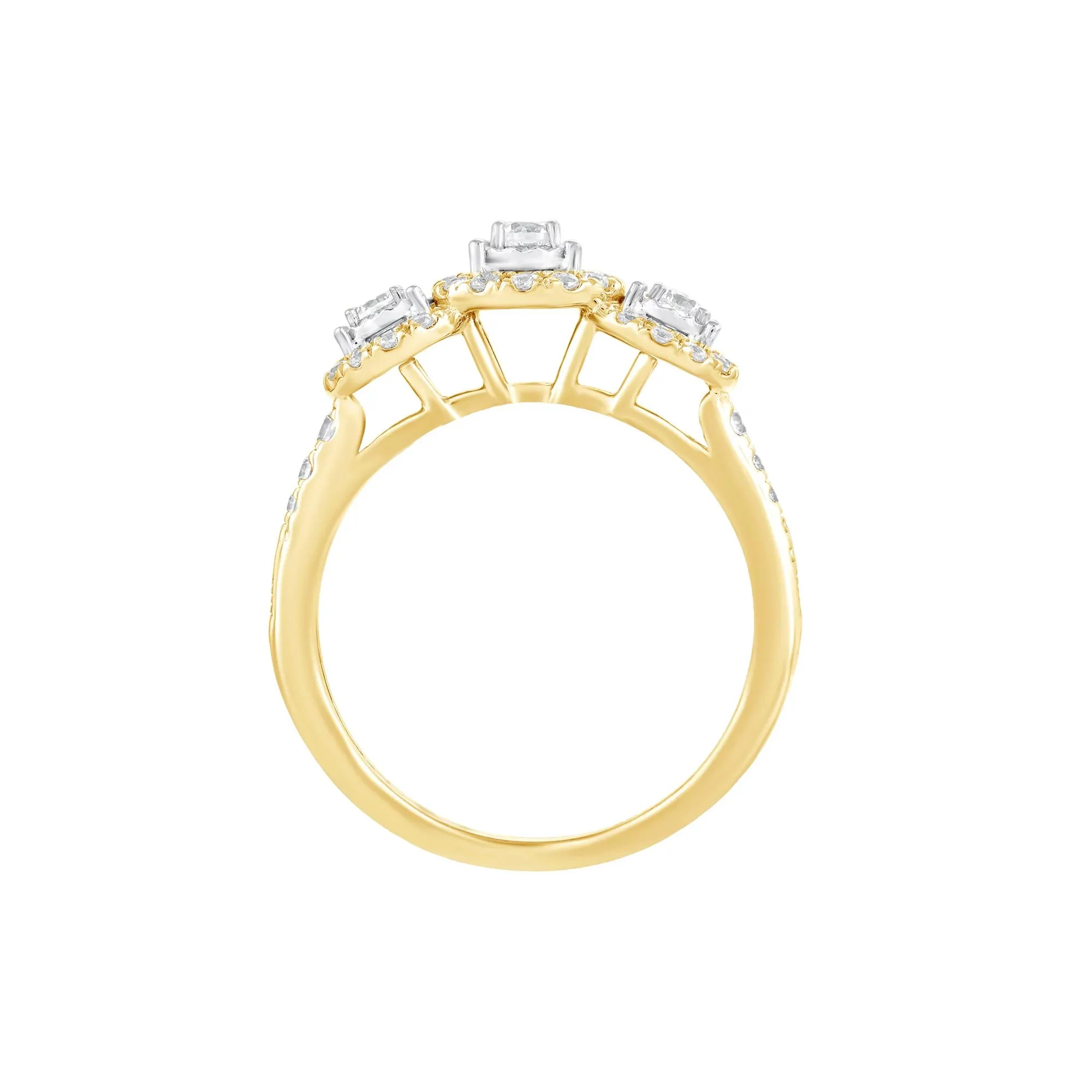 1/2 CT. Tw. Diamond Three-Stone Engagement Ring 10K Yellow Gold Round Brilliant Cut Size 8.5 - Image 2