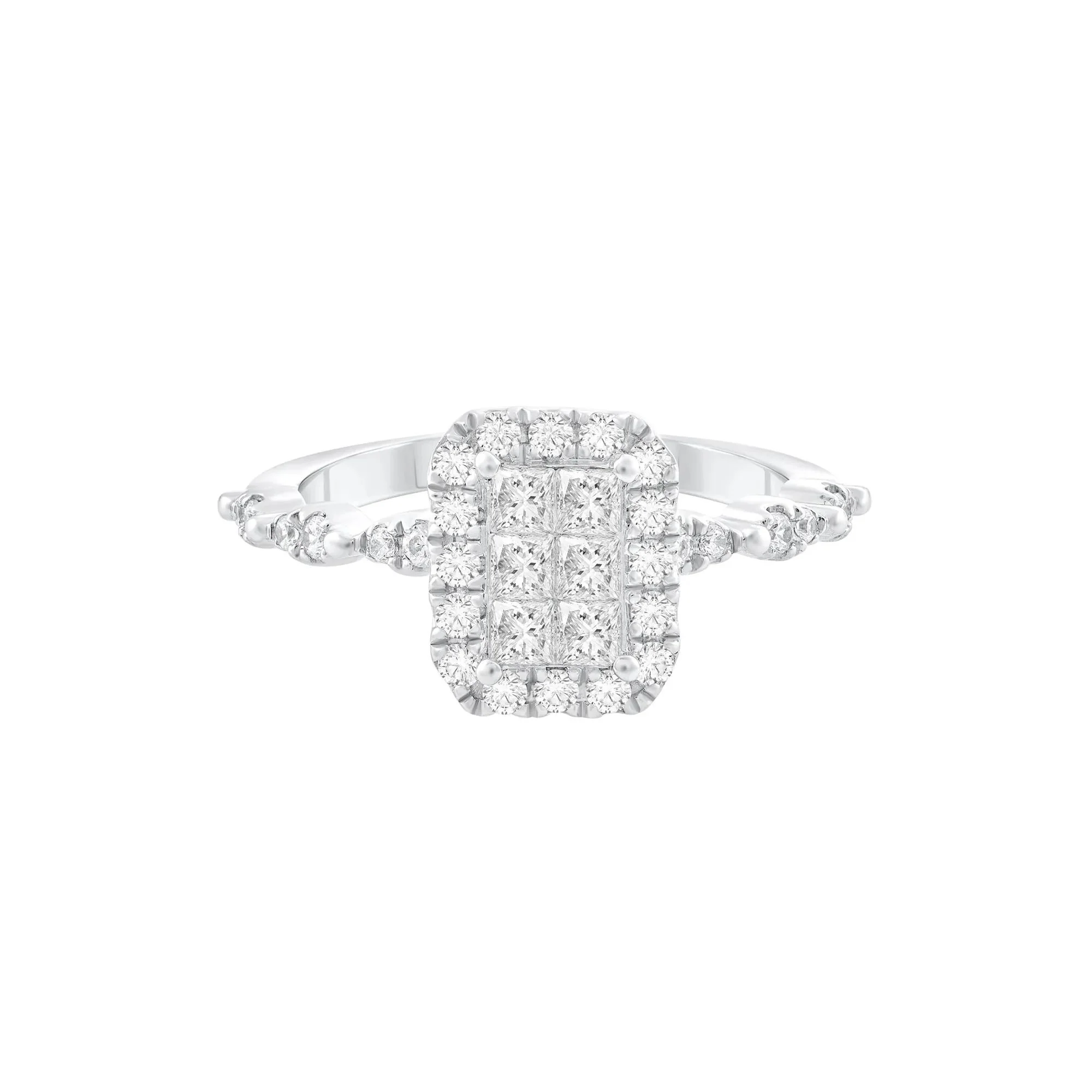 3/4 CT. Tw. Diamond Composite Engagement Ring 10K White Gold Round Brilliant Cut Size 7.5
