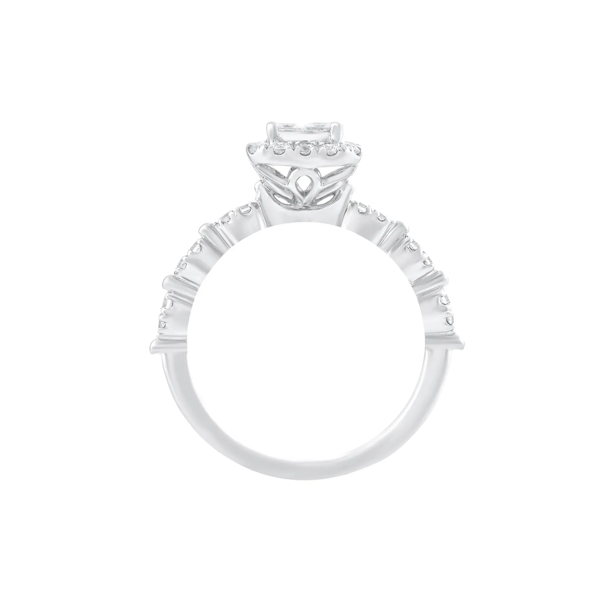 3/4 CT. Tw. Diamond Composite Engagement Ring 10K White Gold Round Brilliant Cut Size 8 - Image 2